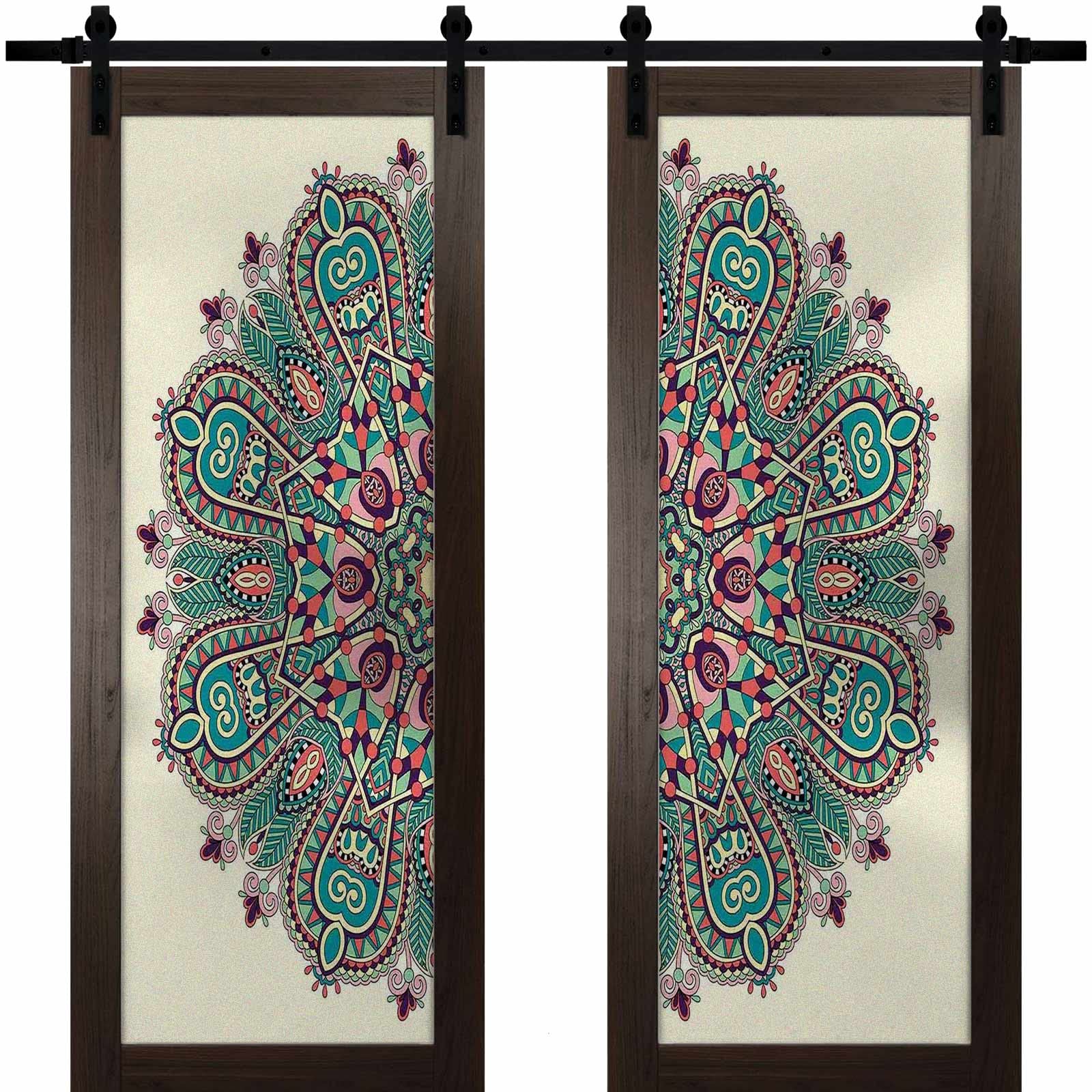 UV Blocking Purple Cream Teal Blackout Window Film - Mandala Design Opaque Vinyl for Bathroom Doors & Home Office Windows | Decorative Privacy Covering for Bedrooms, Living Rooms & Commercial Spaces