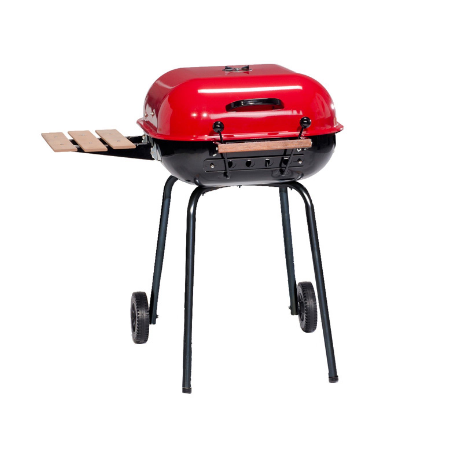 Americana Swinger Charcoal Grill with Side Table - Portable Outdoor BBQ Grill for Backyard, Camping & Tailgating - Black