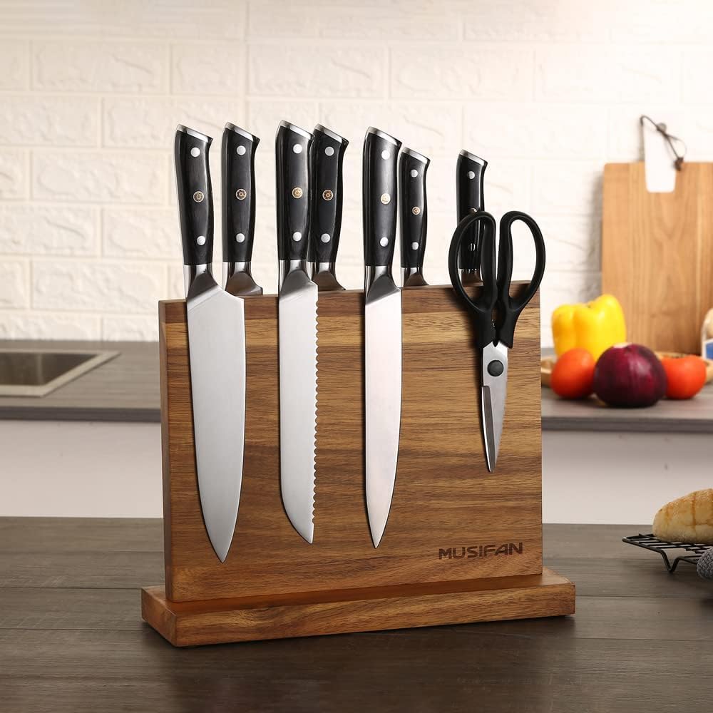 Premium Magnetic Knife Holder - Strong Magnetic Knife Block Stand for Kitchen Knives - Safe Cutlery Storage & Display Rack - Perfect for Home Chefs & Professional Kitchens
