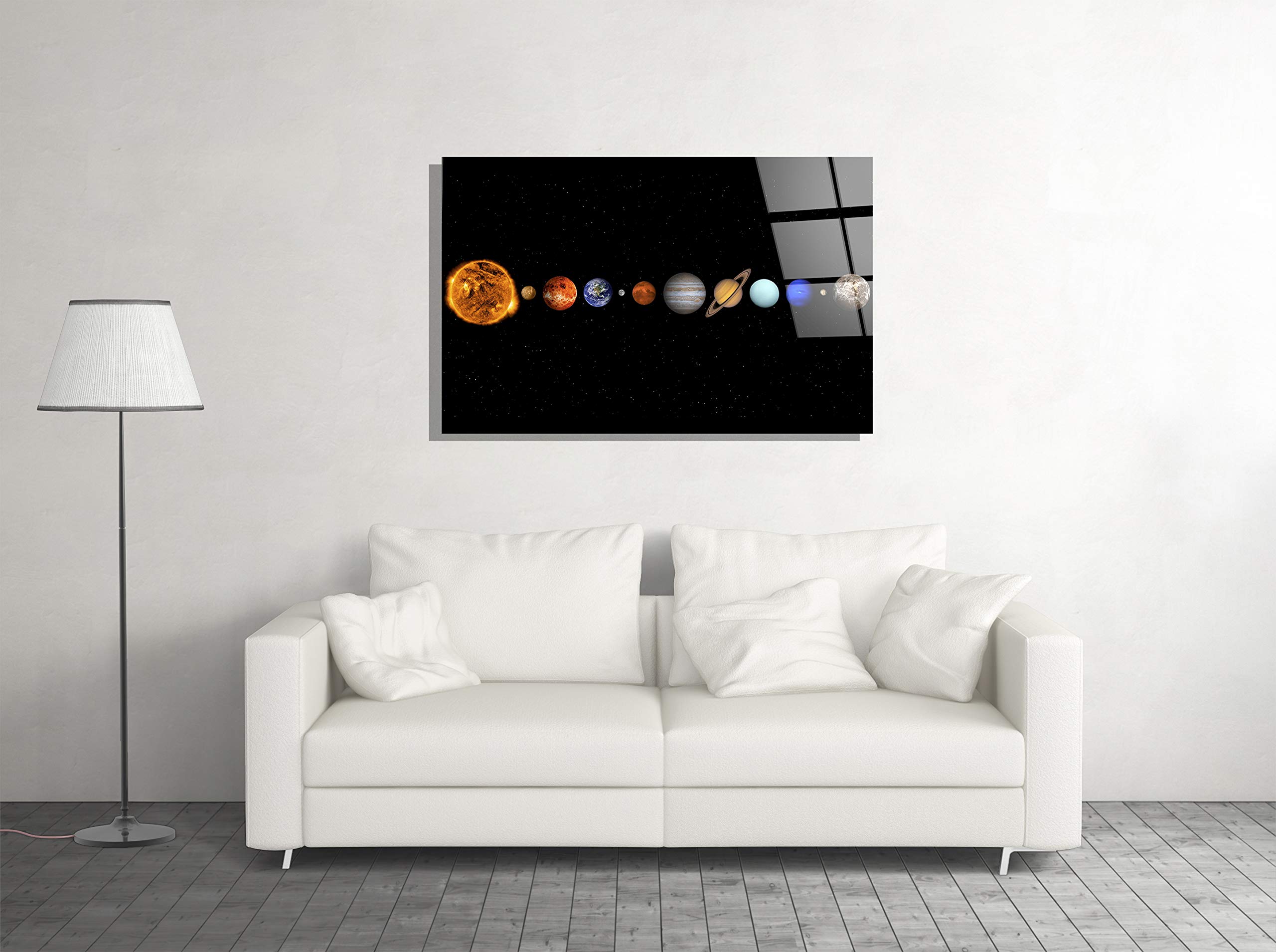 Solar System Planets Wall Art - Tempered Glass Space Decor Print for Home & Office - Perfect Gift for Astronomy Lovers & Science Enthusiasts