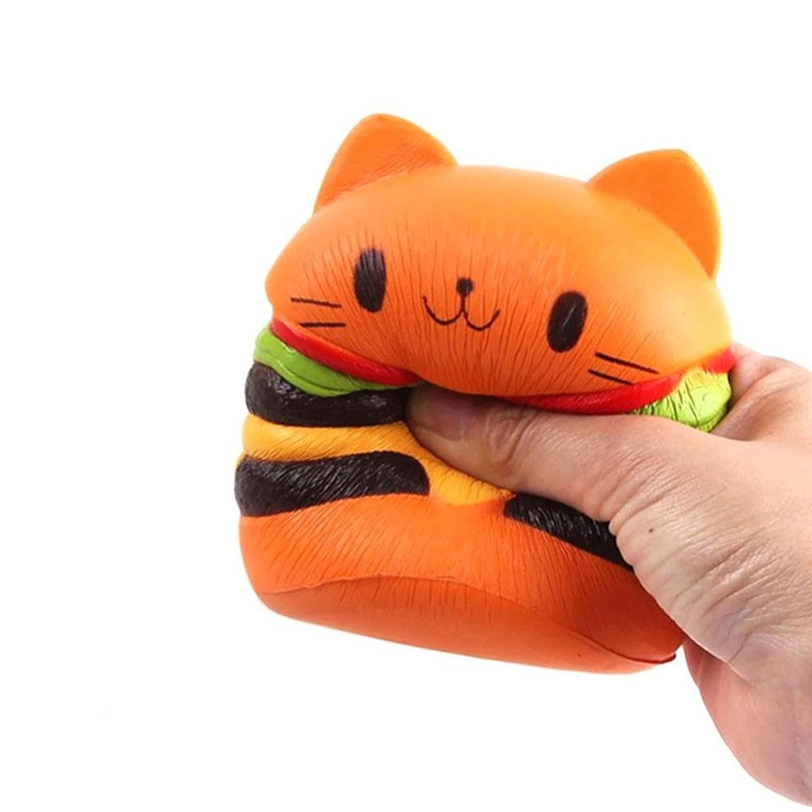 Stress Relief Slow Rising Cat Burger Squishy Toy - Cute Cartoon Cat Pinch Toy for Kids & Adults - Perfect for Anxiety Relief, Classroom Rewards, and Party Favors