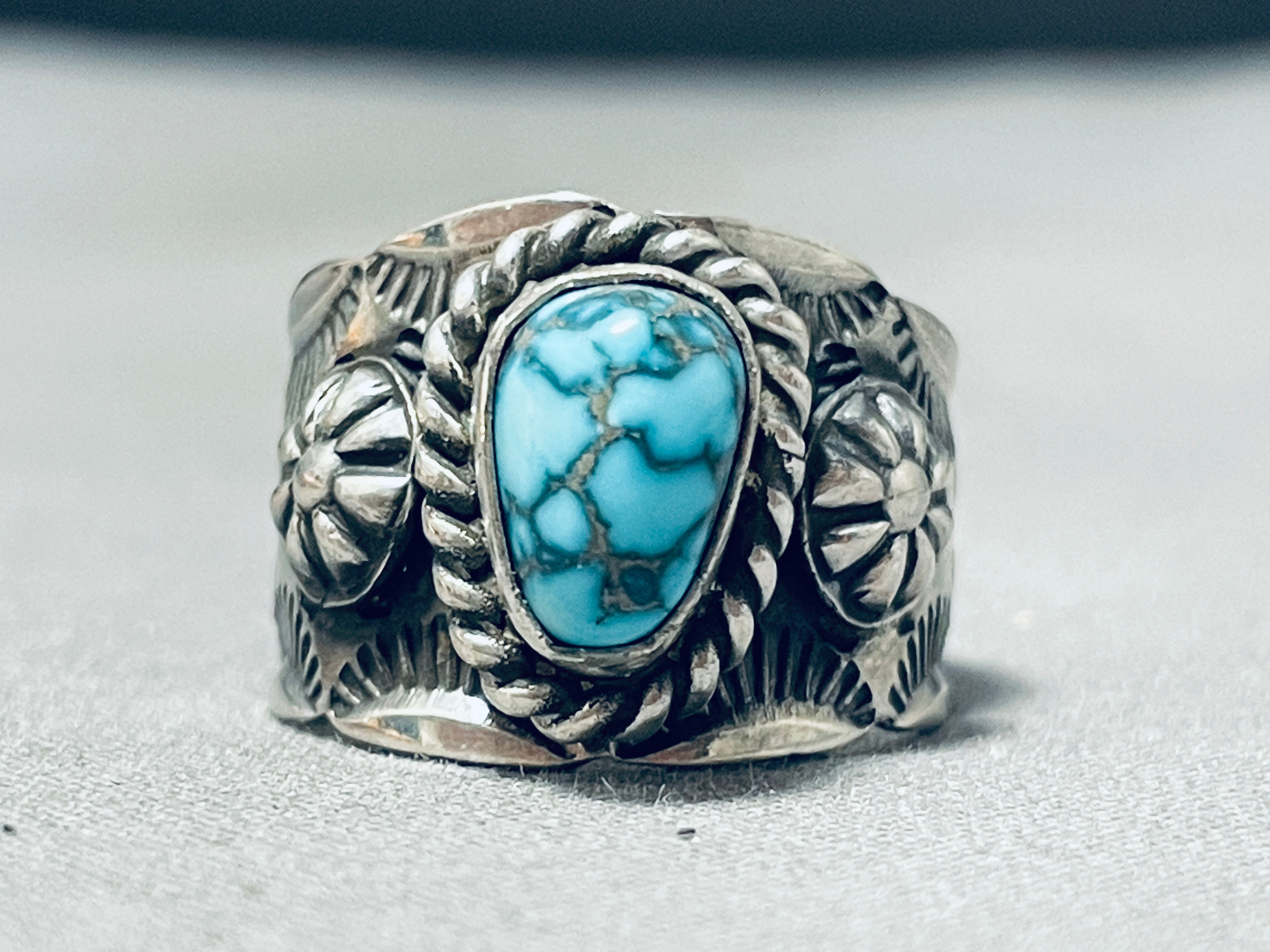 Authentic Navajo Sterling Silver Ring with Blue Turquoise - Handcrafted Native American Jewelry for Women - Perfect for Boho, Western & Everyday Wear