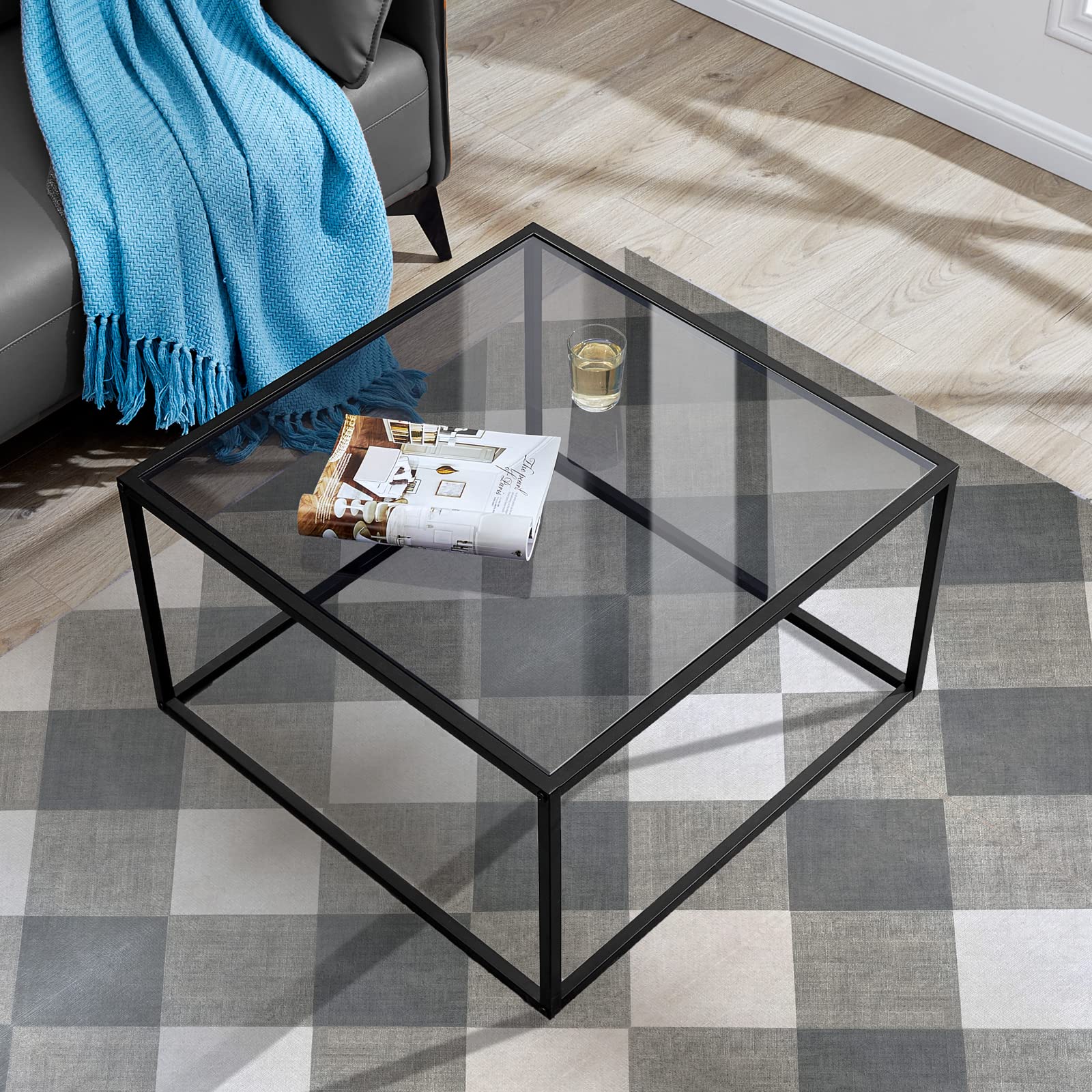 Round Coffee Table with Tempered Glass Top - Modern Living Room Center Table for Home Decor & Small Space - Perfect for Family Gatherings, Movie Nights & Relaxing