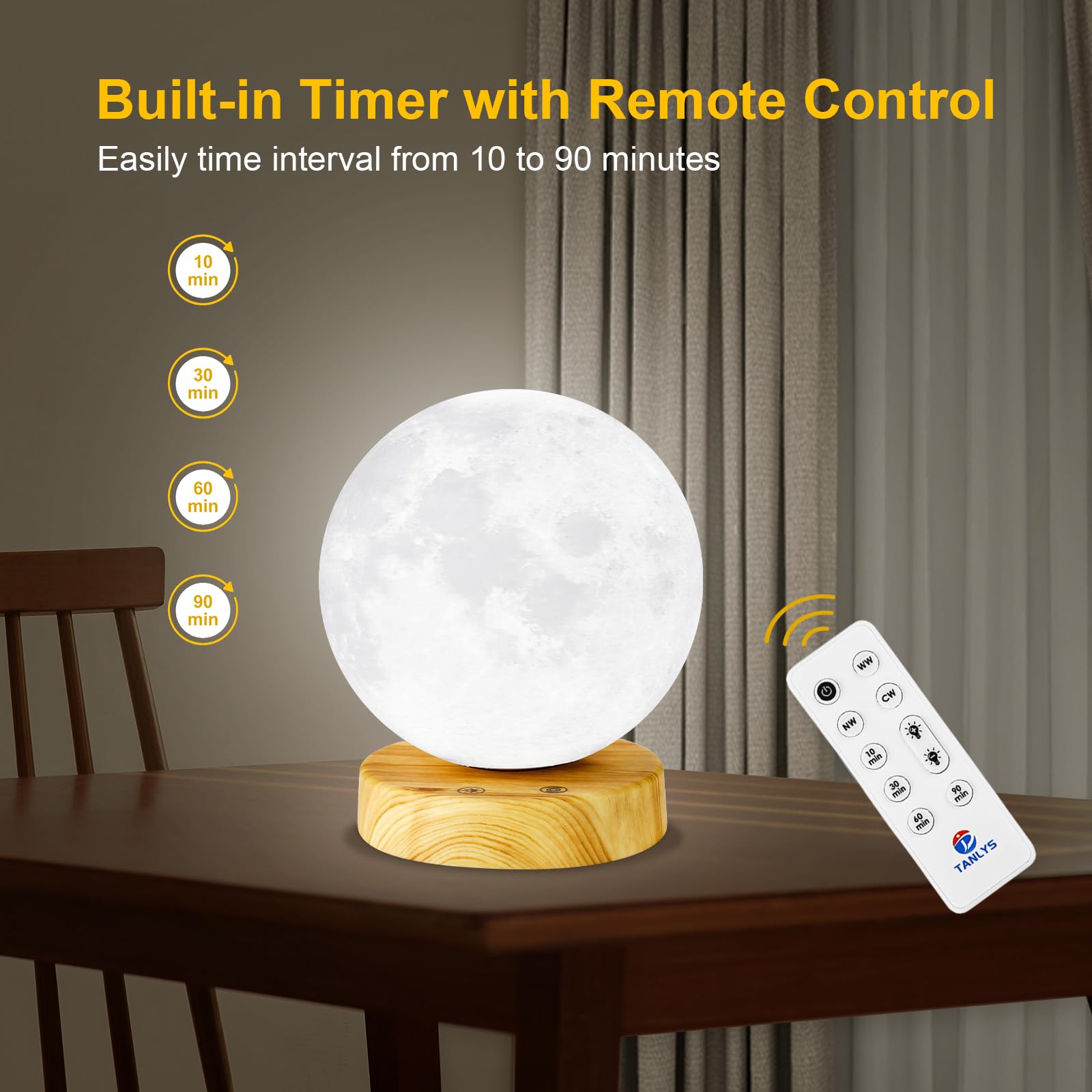 Tanlys 10,000 Lux Light Therapy Lamp - UV-Free Sunlight Lamp with Remote Control, Adjustable Brightness & Timer - SAD Lamp for Seasonal Depression, Office, Home & Decoration - Perfect for Winter Blues, Work from Home & Mood Enhancement