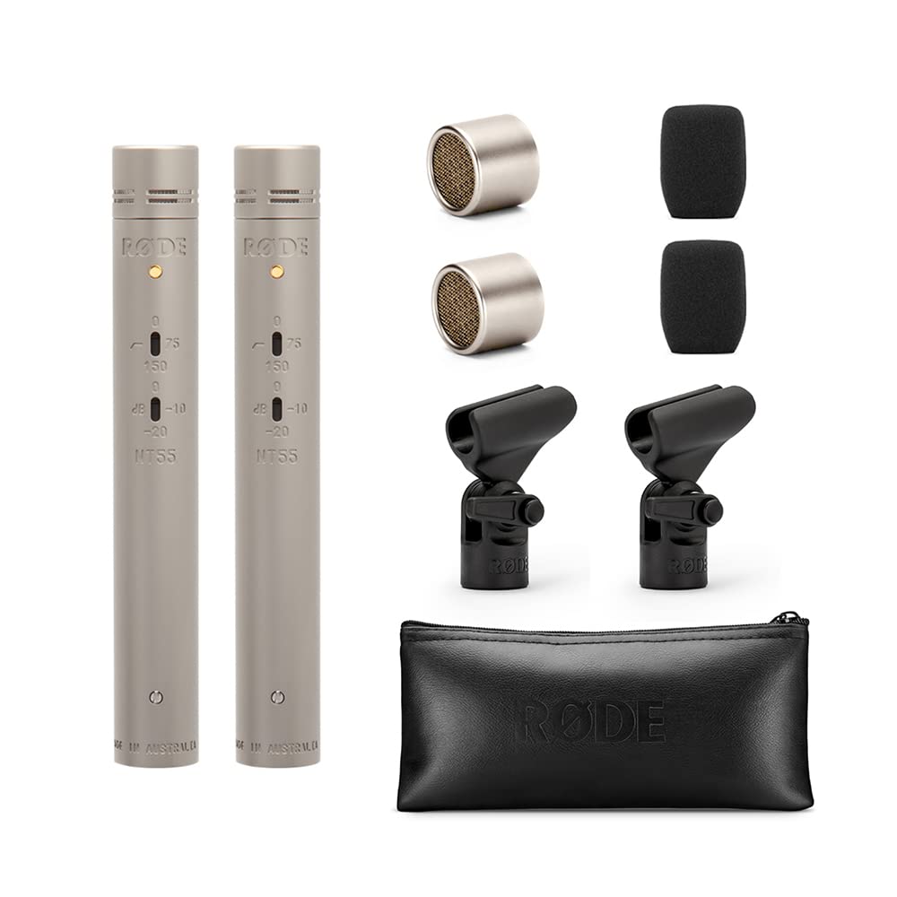 Rode NT55 Professional Matched Pair Multi-Pattern Condenser Microphones - Studio Recording, Podcasting & Live Performance