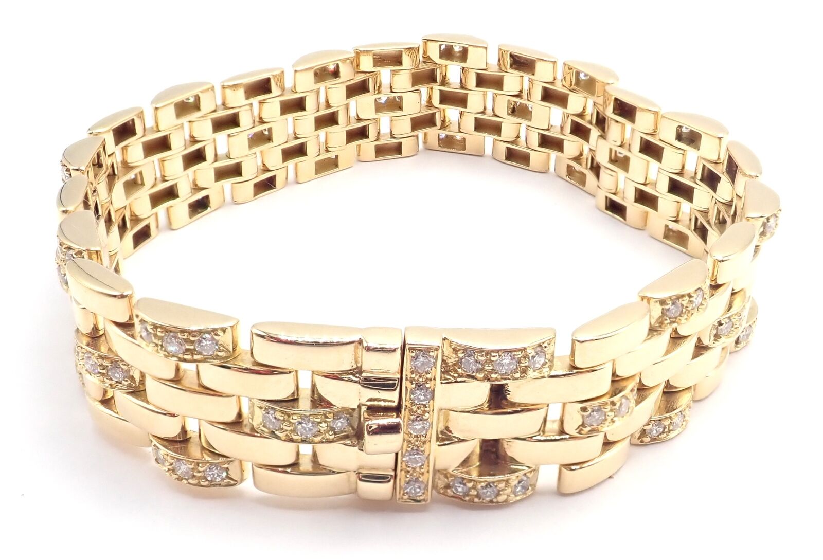 Authentic Cartier Maillon Panthere 18K Gold Diamond Five Row Link Bracelet for Women - Luxury Jewelry Gift for Anniversary, Birthday & Special Occasions