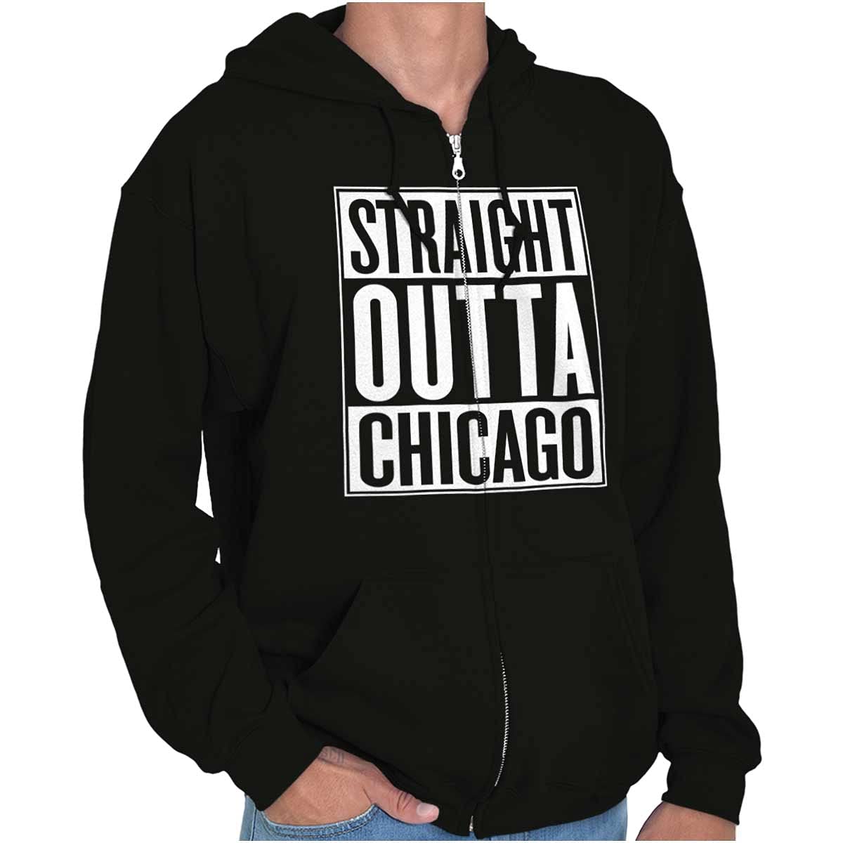 Chicago Illinois Zip Up Hoodie for Men & Women | Windproof Fleece Pullover | Streetwear Fashion & Casual Outfit