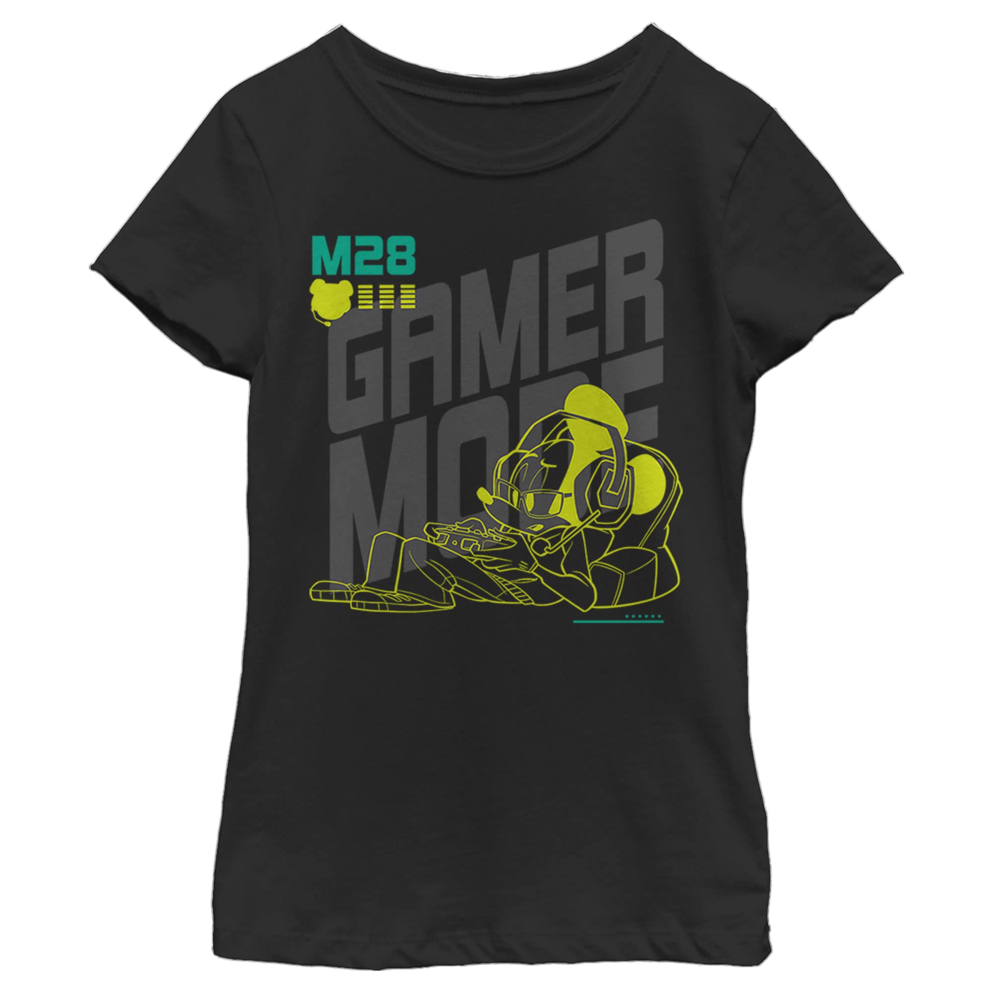 Disney Characters Gamer Time Girls Solid Color Crew Neck T-Shirt - Cute Casual Tee for Gaming, School & Everyday Wear