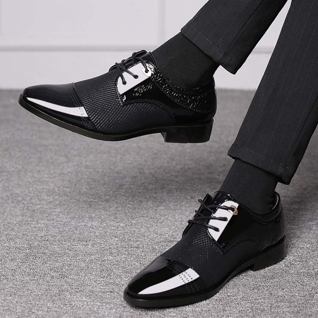 IQYU Men's Leather Boat Shoes - Comfortable Lace-Up Dress Shoes for Business, Casual & Wedding - Outdoor Walking & Formal Occasions - Size 43