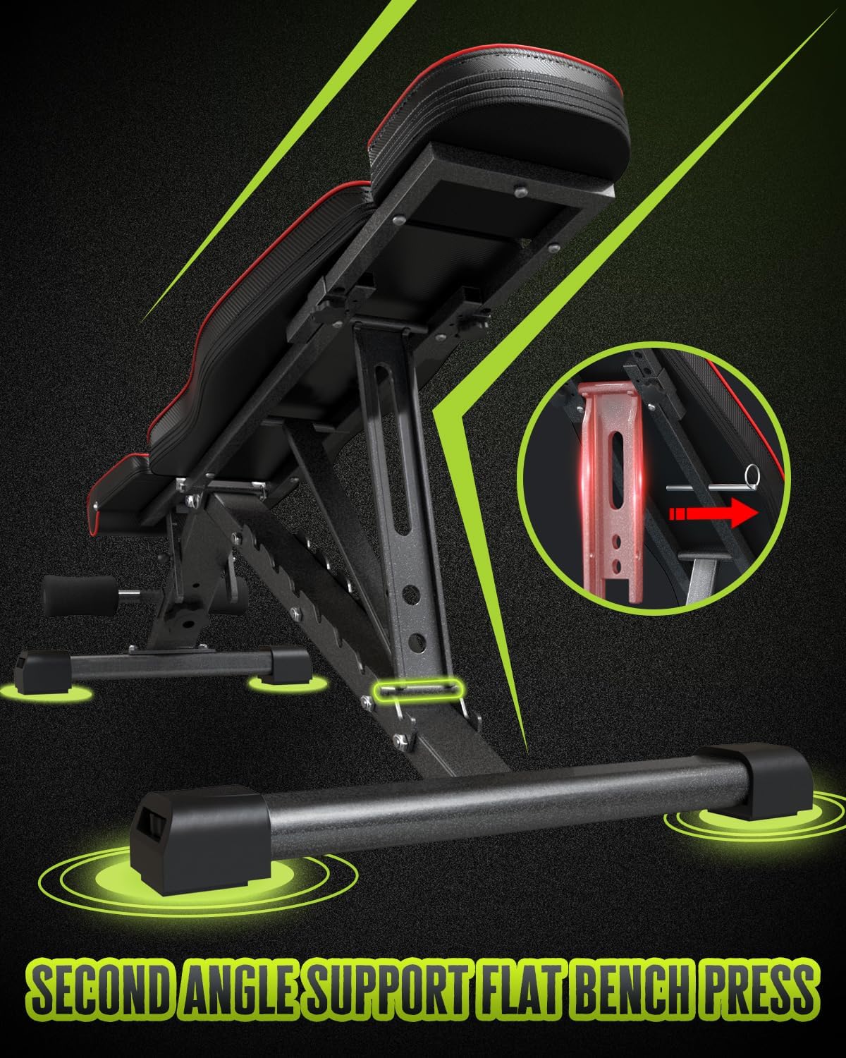 Adjustable Weight Bench for Home Gym - 880LBS Capacity Folding Workout Bench with Bench Press Rod & Extended Head - Perfect for Incline/Decline 90 Degree Exercises, Strength Training & Full Body Workouts - Ideal for Small Spaces & Home Fitness Enthusiasts