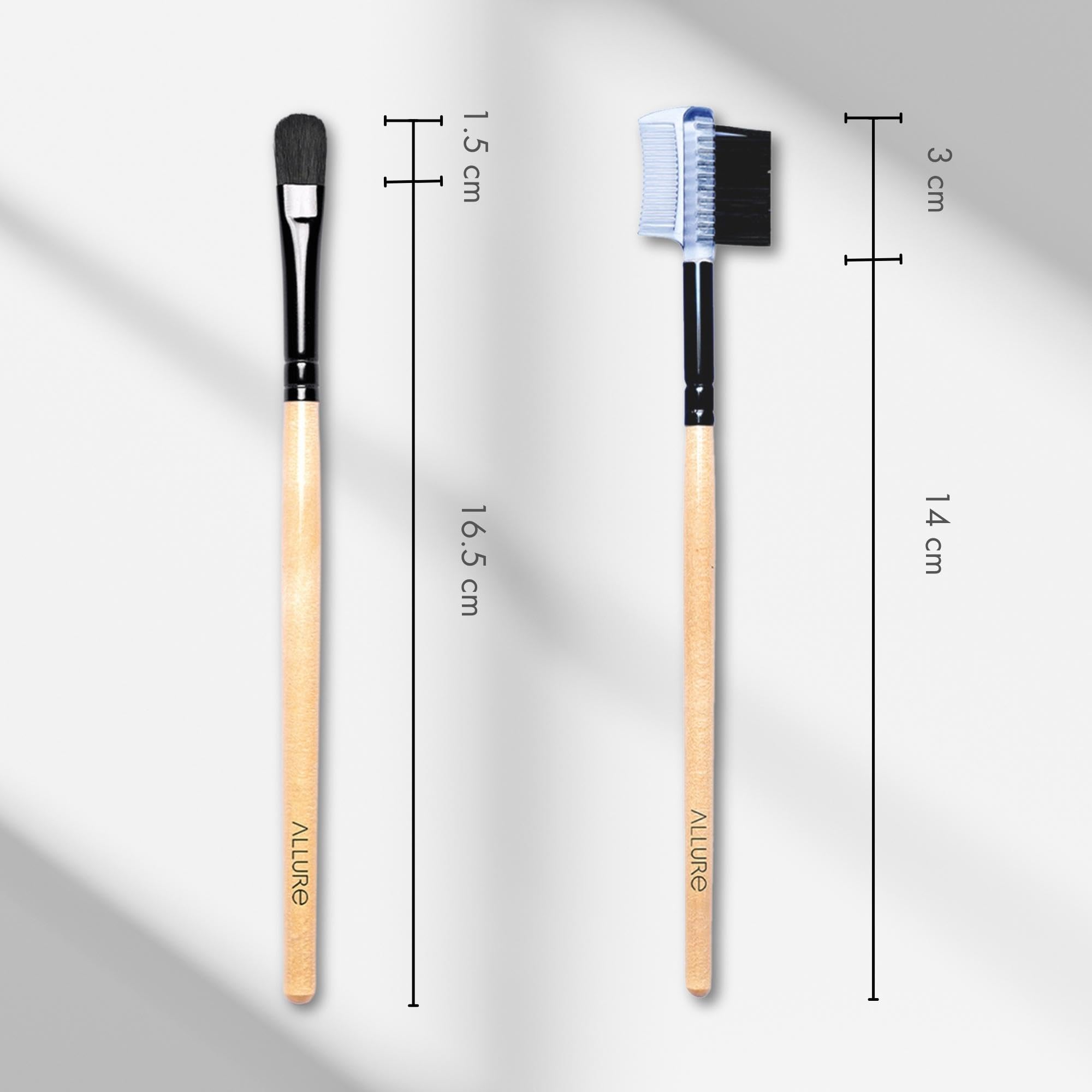 Allure Classic Eye Groomer & Eyeshadow Brush Set - Professional Makeup Brush Kit for Eyebrow Grooming & Eyeshadow Blending (Perfect for Daily Makeup & Professional Makeup Artists)