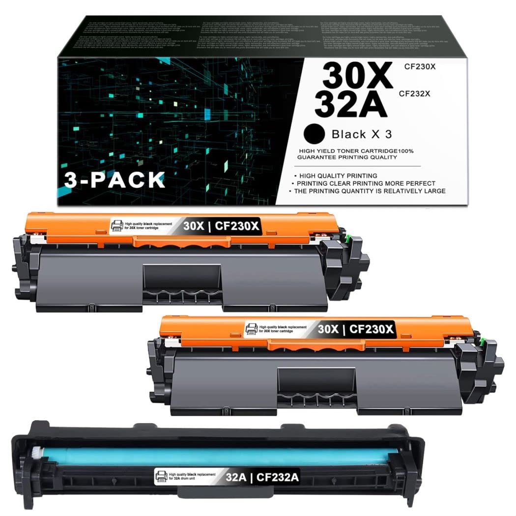 EAXIUCE 30X CF230X Toner Cartridge 2-Pack & 32A CF232A Drum Unit 1-Pack - Compatible with HP LaserJet Pro M203d M203dn M203dw MFP M227d M230sdn Printers | High-Yield Replacement | Home Office & Small Business Printing Solution