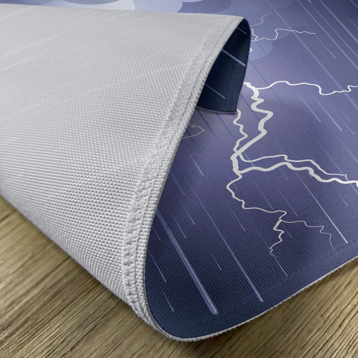 Ambesonne 4-Pack Lightning Placemats - Stormy Night Design for Dining & Kitchen Decor - Blue Washable Fabric