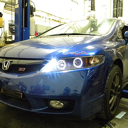 Spec-D Tuning 2LHP-CV064JM-TM Black Dual Halo LED Projector Headlights for Honda Civic 4D - High Performance Lighting Upgrade for Night Driving & Custom Car Styling