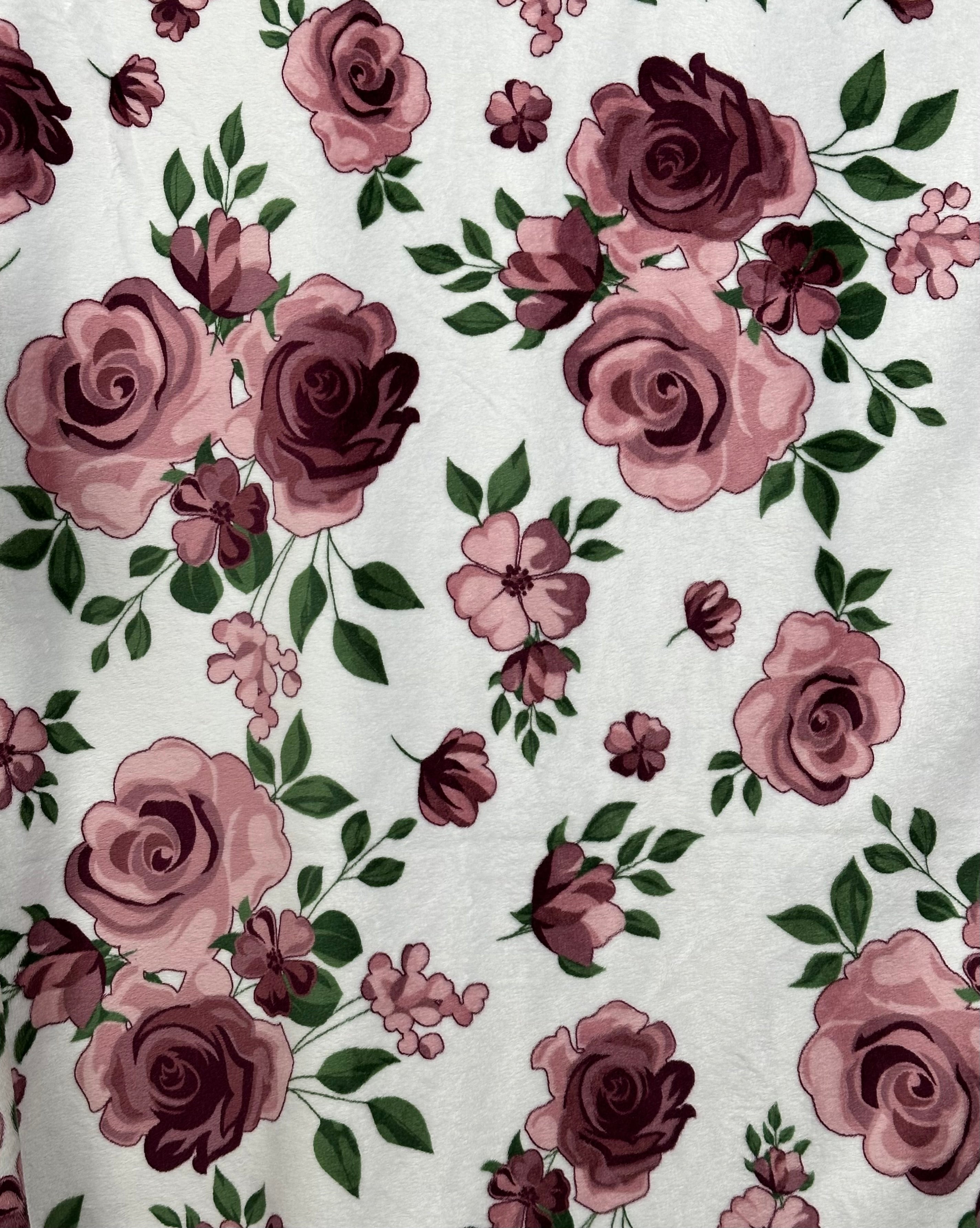 Premium Rose Bouquet Plum Wine Minky Blanket 54x65 - Soft Flannel Throw for Bed, Couch & Gift Giving - Cozy Home Decor for Winter & Romantic Evenings