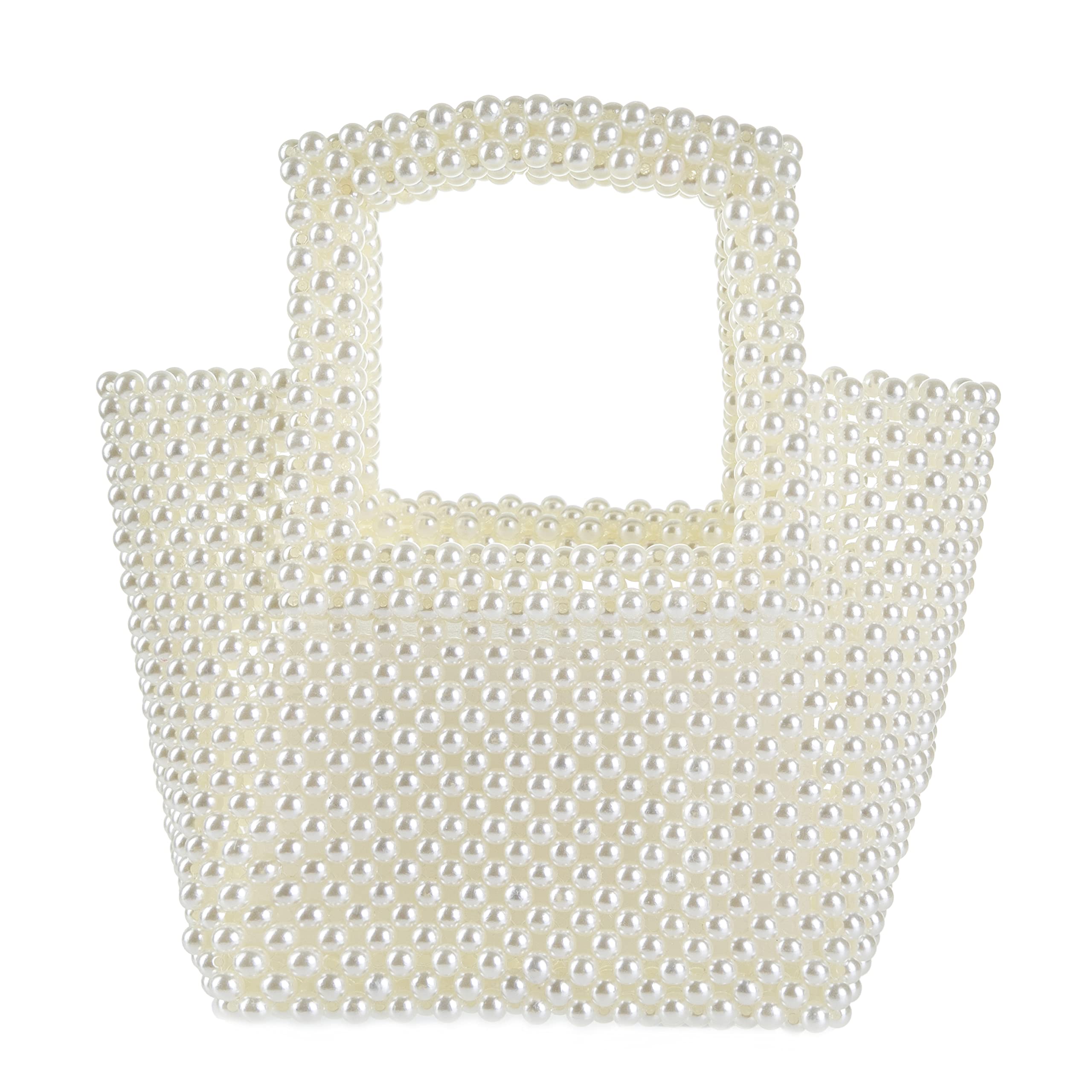 YUSHINY Women's Beaded Clear Acrylic Crystal Tote Bag - Handmade Wedding Clutch Purse for Bridal Party, Evening Events & Special Occasions