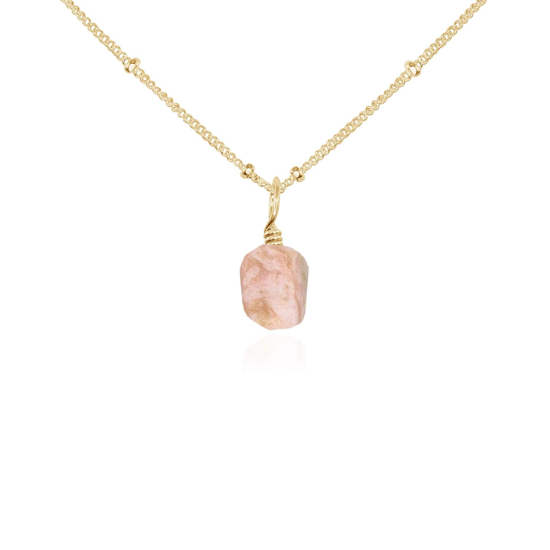 Tiny Raw Pink Peruvian Opal Pendant Necklace - Handmade Natural Gemstone Jewelry for Women - Perfect for Boho Style, Spiritual Healing & Everyday Wear