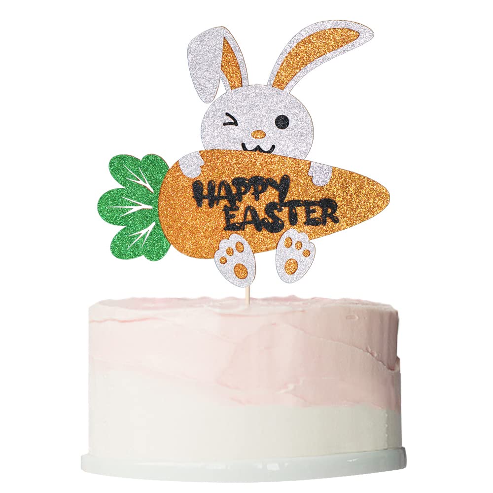 Little Bunny Cake Topper - Happy Easter Cake Decorations for Boys & Girls - Easter Party Cake Decorating Supplies - Perfect for Easter Cakes, Cupcakes, and Dessert Table Displays