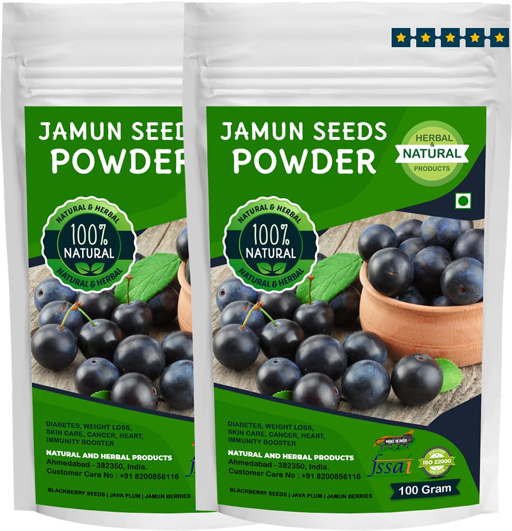 Organic Blackberry Seed Powder & Jamun Seeds (Java Plum) - 100g (Pack of 2) | Natural Skin Care for Face Masks & Even Tone | Supports Diabetes Management, Weight Loss & Immunity Boost | Herbal Supplement for Healthy Lifestyle