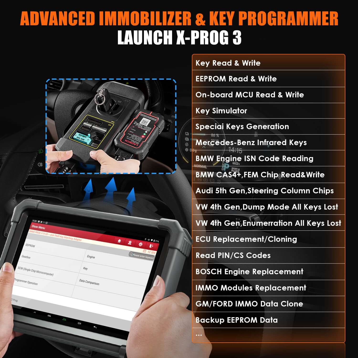 LAUNCH X431 IMMO Plus Key Programmer - All-in-One Bi-Directional OBD2 Scanner with ECU Coding | OE-Level Diagnostics for All Vehicle Systems | Perfect for Auto Shops & DIY Car Repairs