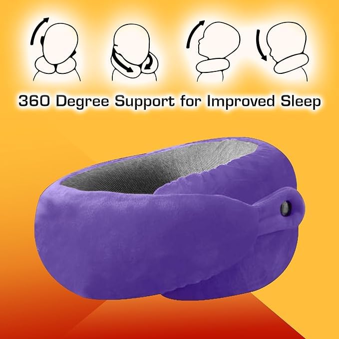 Premium Neck Pillow with Eye Mask & Carry Bag - Ergonomic Travel Pillow for Neck Pain Relief - Perfect for Airplane, Car, Office & Home Use - Soft & Supportive Memory Foam for Comfortable Sleep