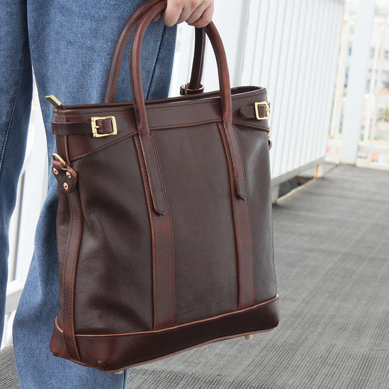 Premium Italian Leather Work Tote Bag for Women - Professional Office Briefcase & Laptop Bag - Stylish Business Handbag for Commuting, Meetings & Travel