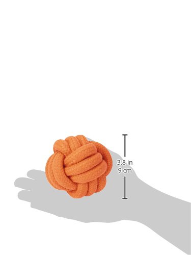Ruff Rope Knot Ball Dog Toy - Durable Orange Chew Toy for Small & Medium Dogs (3 Inch Diameter) - Perfect for Fetch, Tug-of-War & Teeth Cleaning