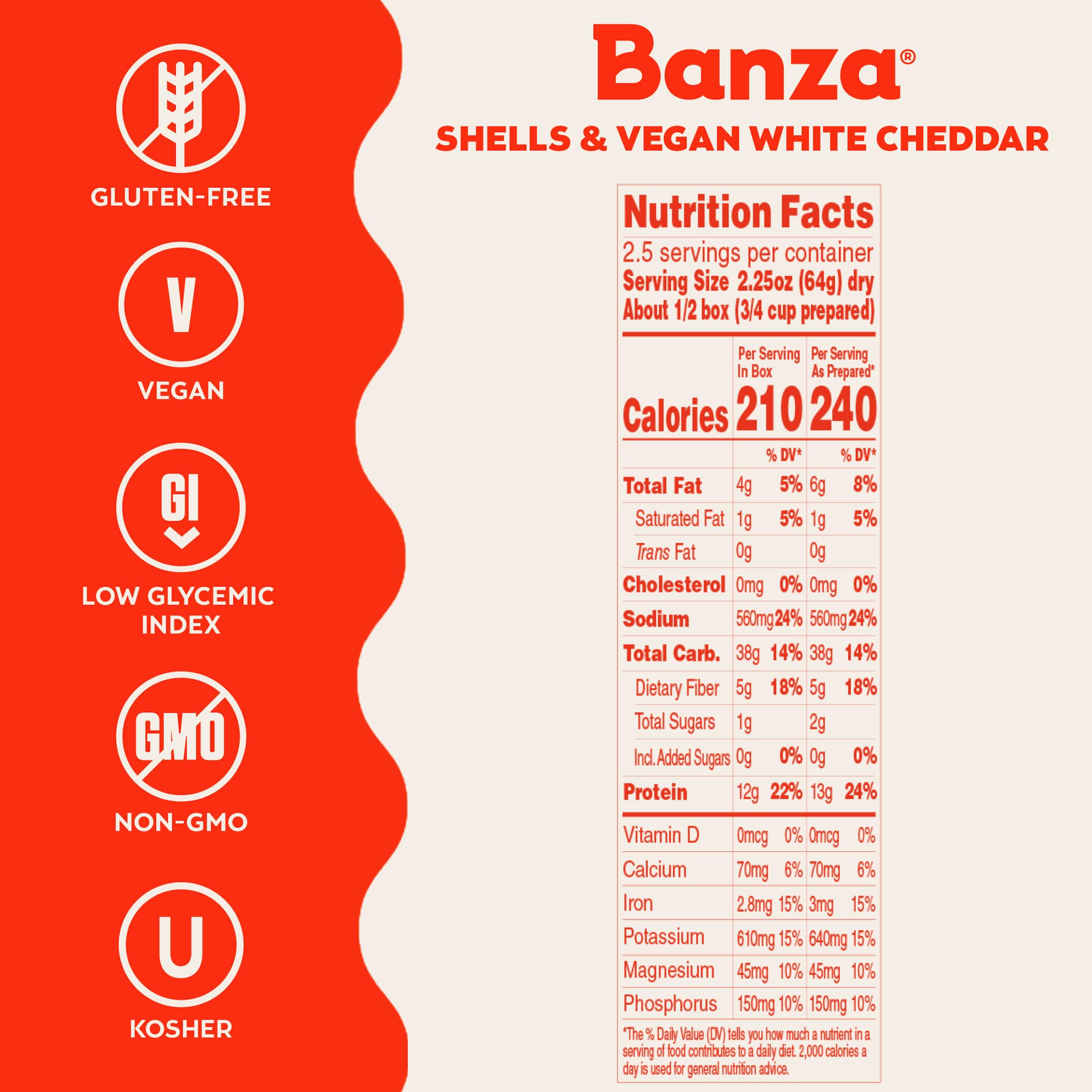 Banza Shells & Vegan White Cheddar Mac and Cheese - High Protein, Gluten Free, Low Carb Pasta (5.5oz) | Quick Vegan Meal, Healthy Lunch, College Dorm Food, Kids Snack