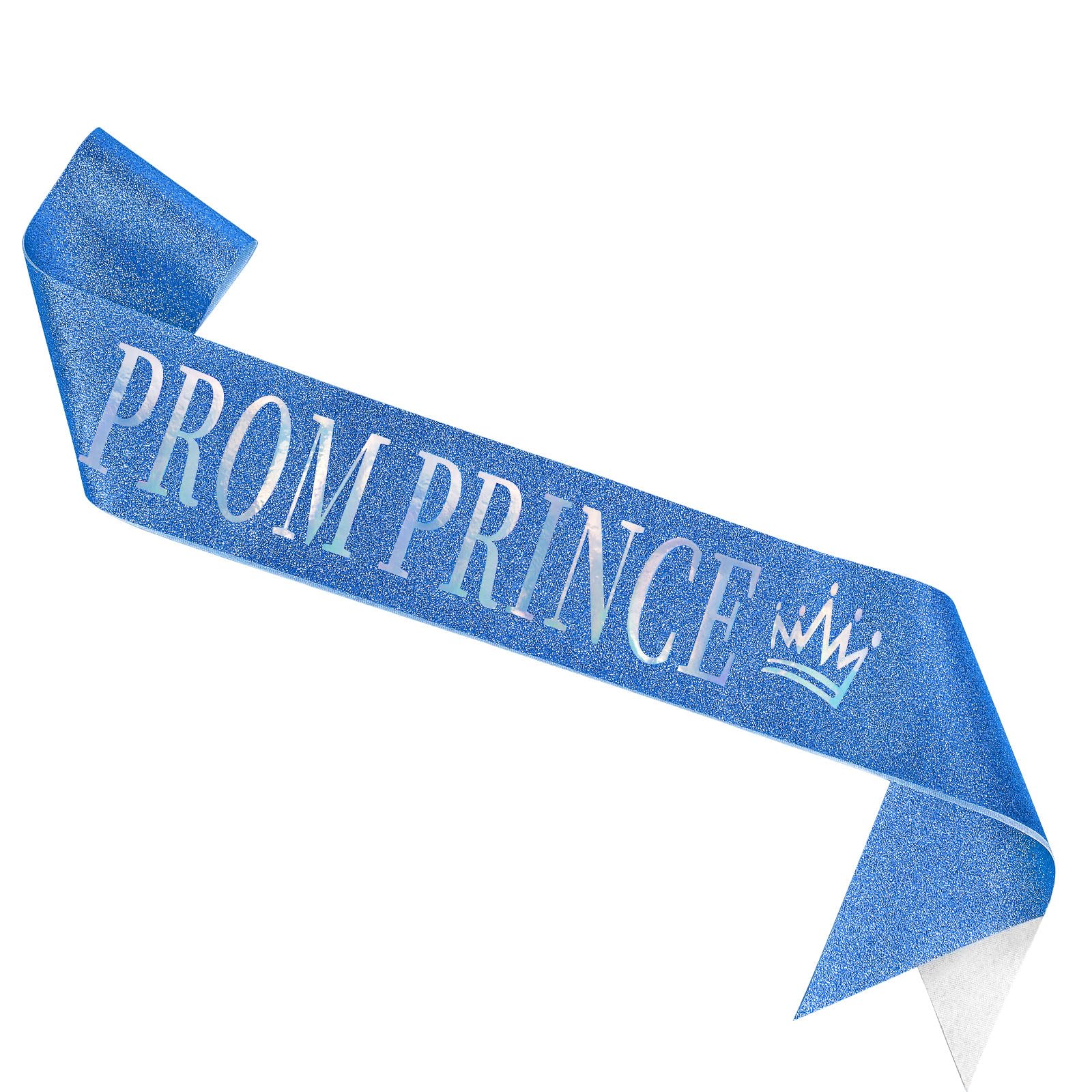 VELSCRUN Blue Prom Prince Sash Headband - Halloween Crown Tiara for Men, Birthday Party Hair Accessories & Decorations - Perfect for Costume Parties, Prom Nights, and Themed Events