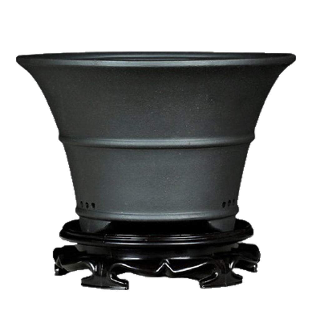 Premium Black Ceramic Flower Pot with Drain Hole - Handmade Clay Planter for Scindapsus Aureum, Ivy Vine & Indoor Plants (9.6