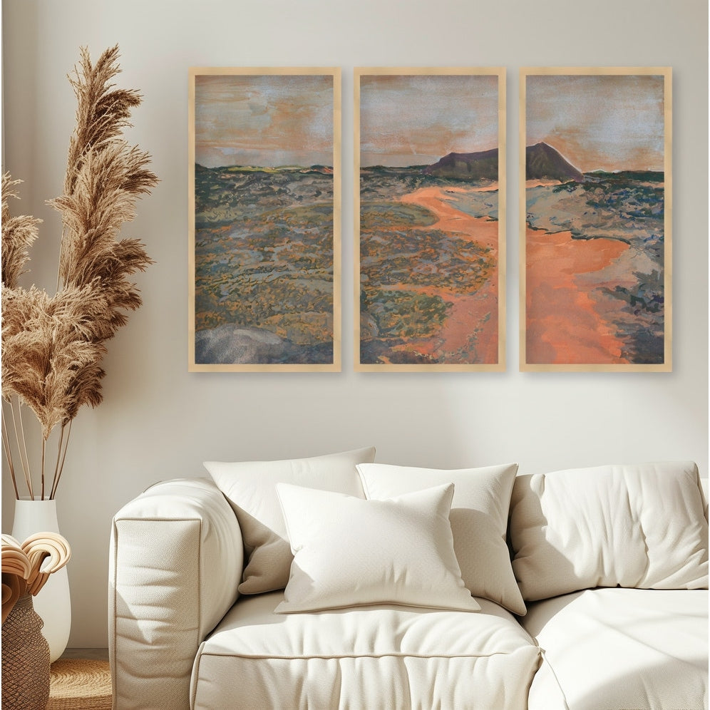 Back To Basecamp 13 - Set of 3 Textured Framed Wall Art Prints for Living Room, Bedroom & Office Decor
