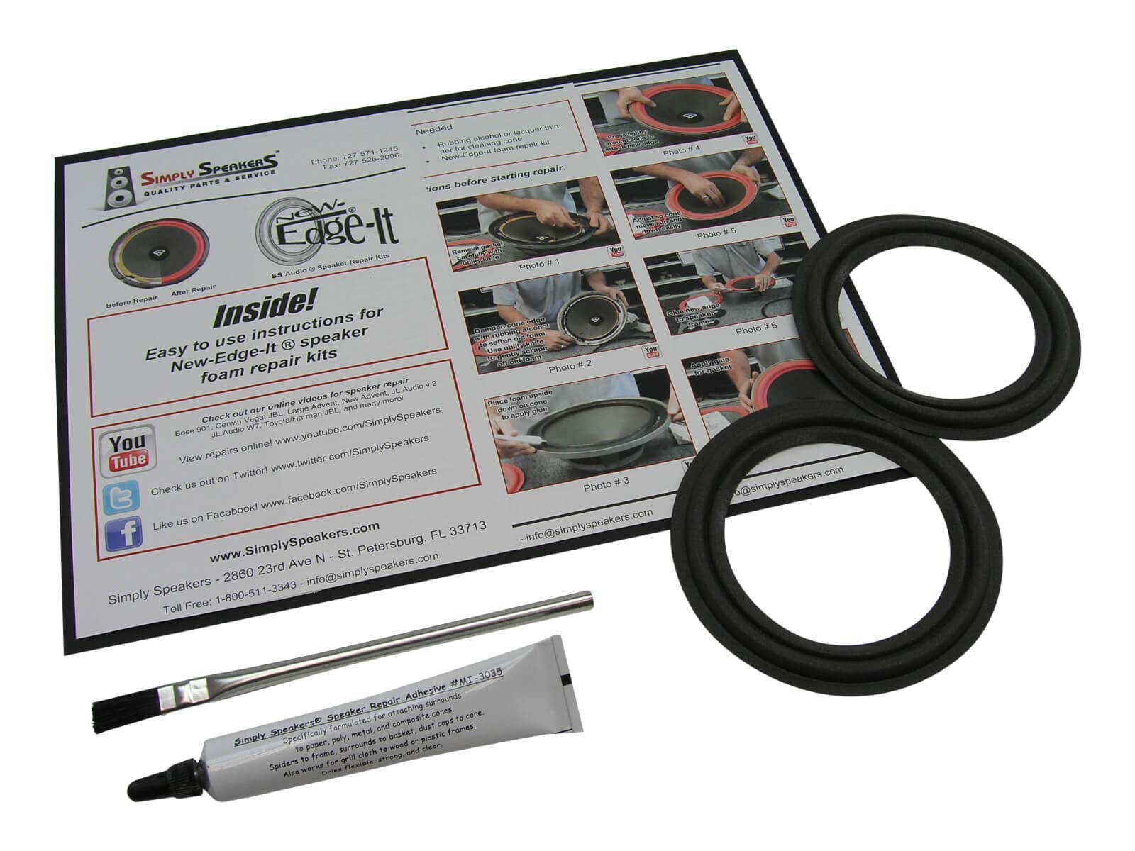 BMW & Nokia 4.5 Inch Foam Speaker Repair Kit FSK-4.5 (Pair) - High-Quality Audio Restoration for Car & Home Sound Systems