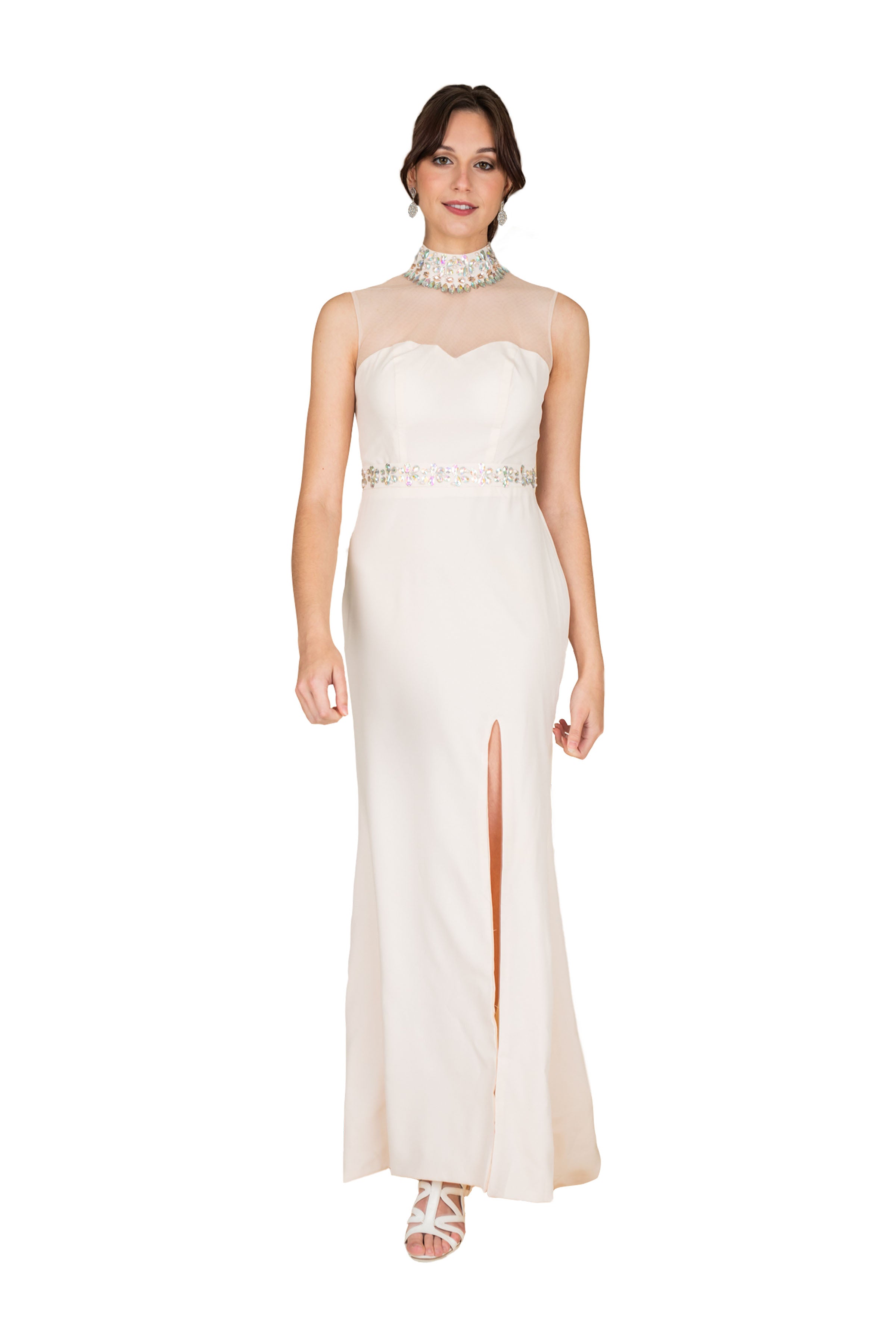 Elegant High Neck Floor Length Formal Evening Gown for Women - Perfect for Prom, Wedding Guest & Black Tie Events