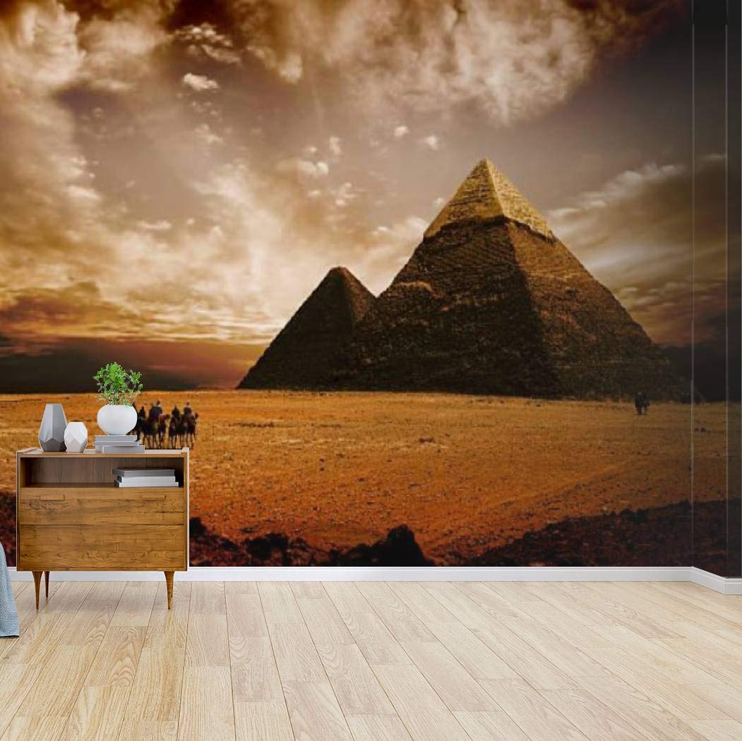 Egyptian Pyramids Peel and Stick Wallpaper - Self-Adhesive Removable Vinyl Wall Mural for Home Decor | Perfect for Living Room, Bedroom, and Office Walls