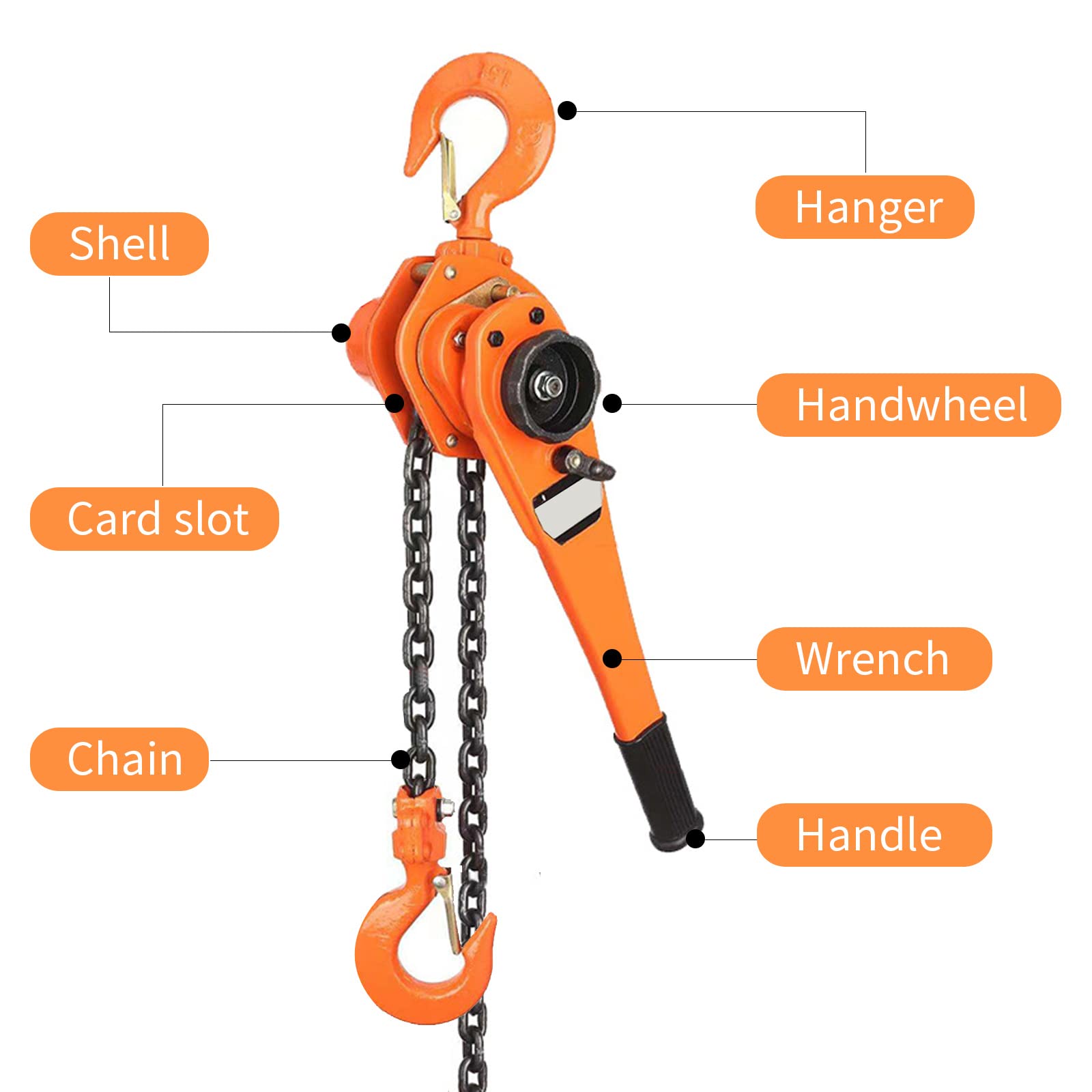 3 Ton Manual Lever Chain Hoist - 6600 lbs Capacity Ratcheting Lever Block with 5FT G80 Galvanized Steel Chain & 360° Swivel Hook - Heavy Duty for Garage, Factory, Dock, Construction, Warehouse Lifting