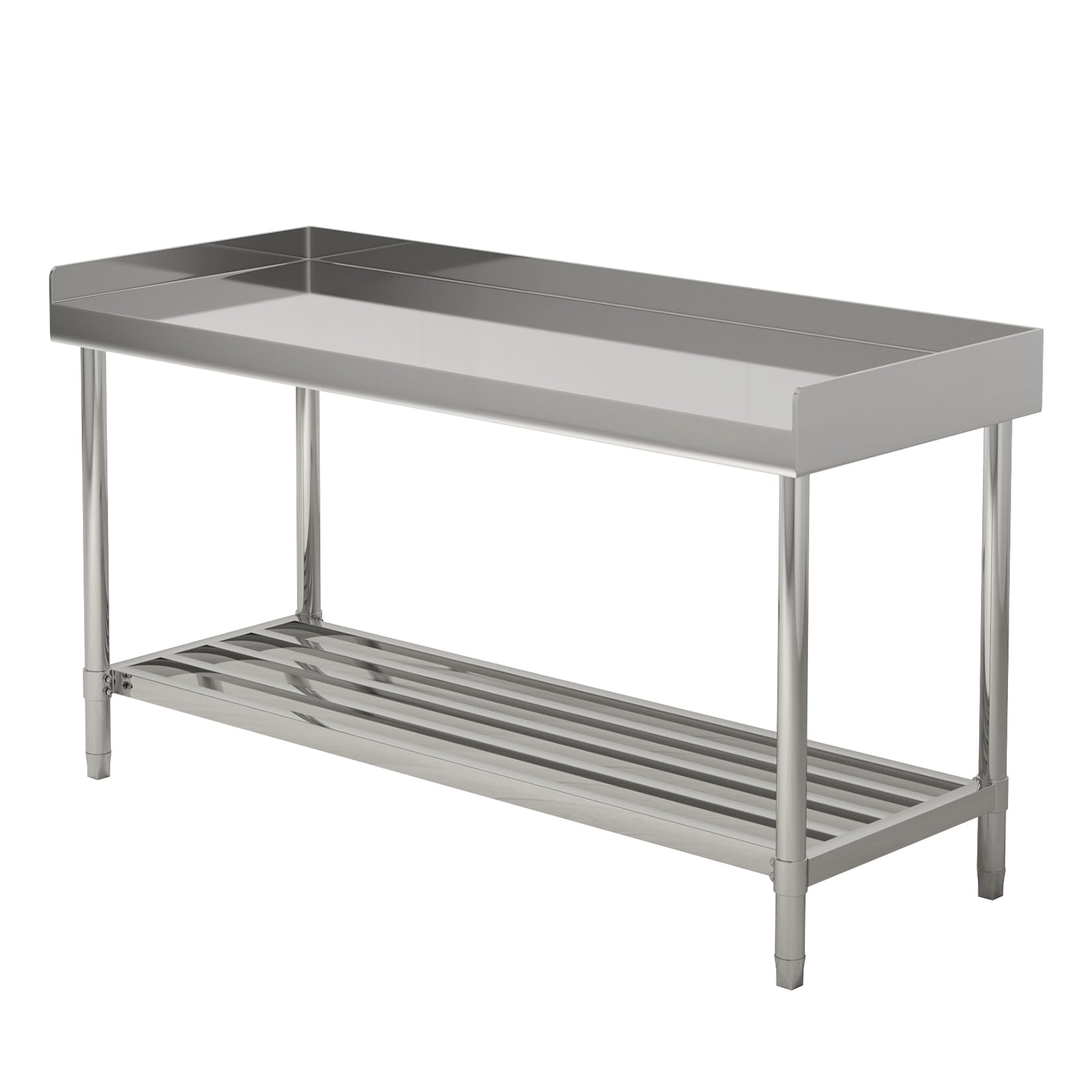 Heavy Duty 24x48 Inch Stainless Steel Prep Table with Adjustable Undershelf & Backsplash - Commercial Kitchen Work Table for Restaurant, Home, Hotel - Perfect for Food Prep, Cooking & Serving