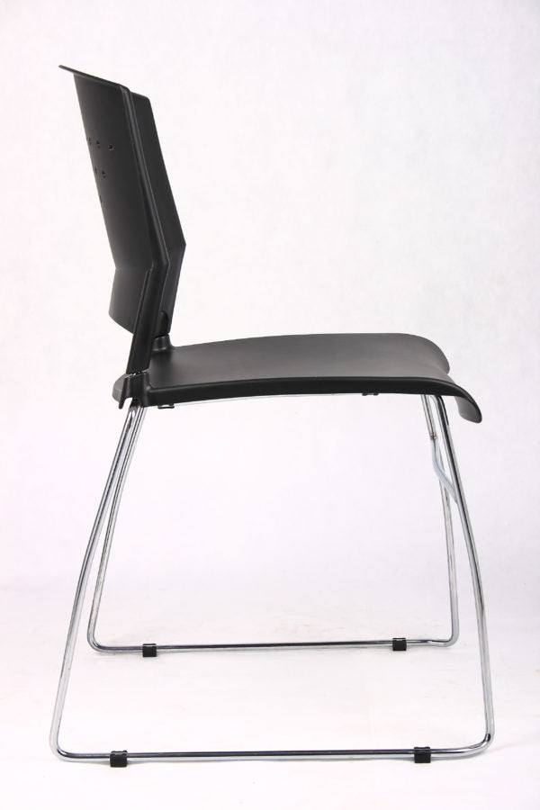 Boss B1400 Black Plastic Stacking Chair with Chrome Frame - Durable & Lightweight for Office, Conference Rooms, Events, and Home Use
