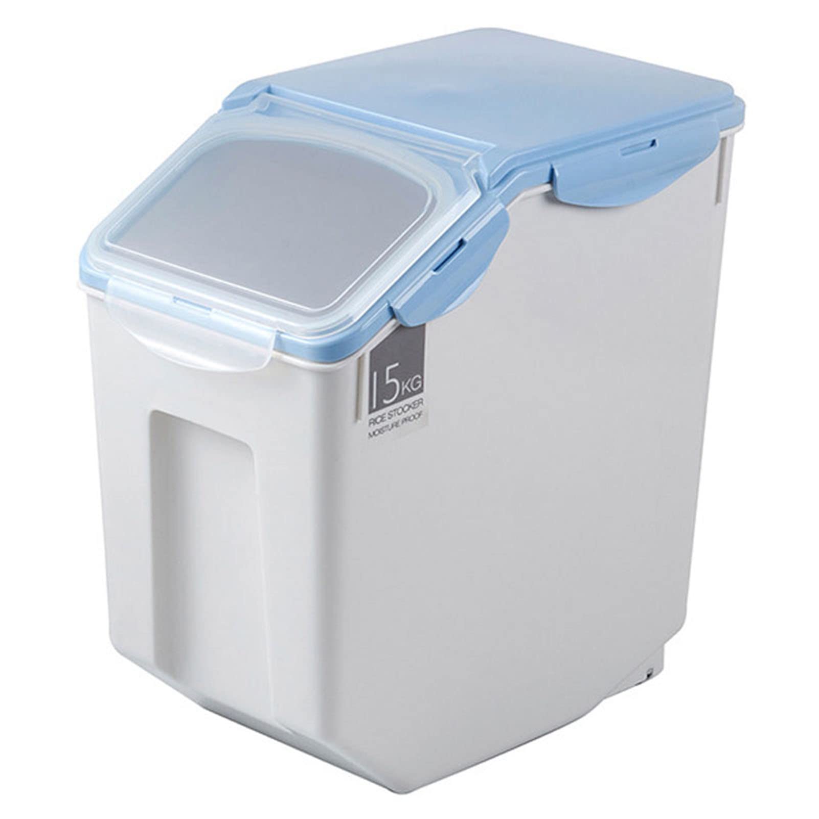 33lbs Airtight Rice Storage Container with Locking Lid - Moisture-Proof Food Storage Bin for Rice, Cereal, Grains & Pet Food - Blue Kitchen Organization Solution for Pantry & Countertop Storage