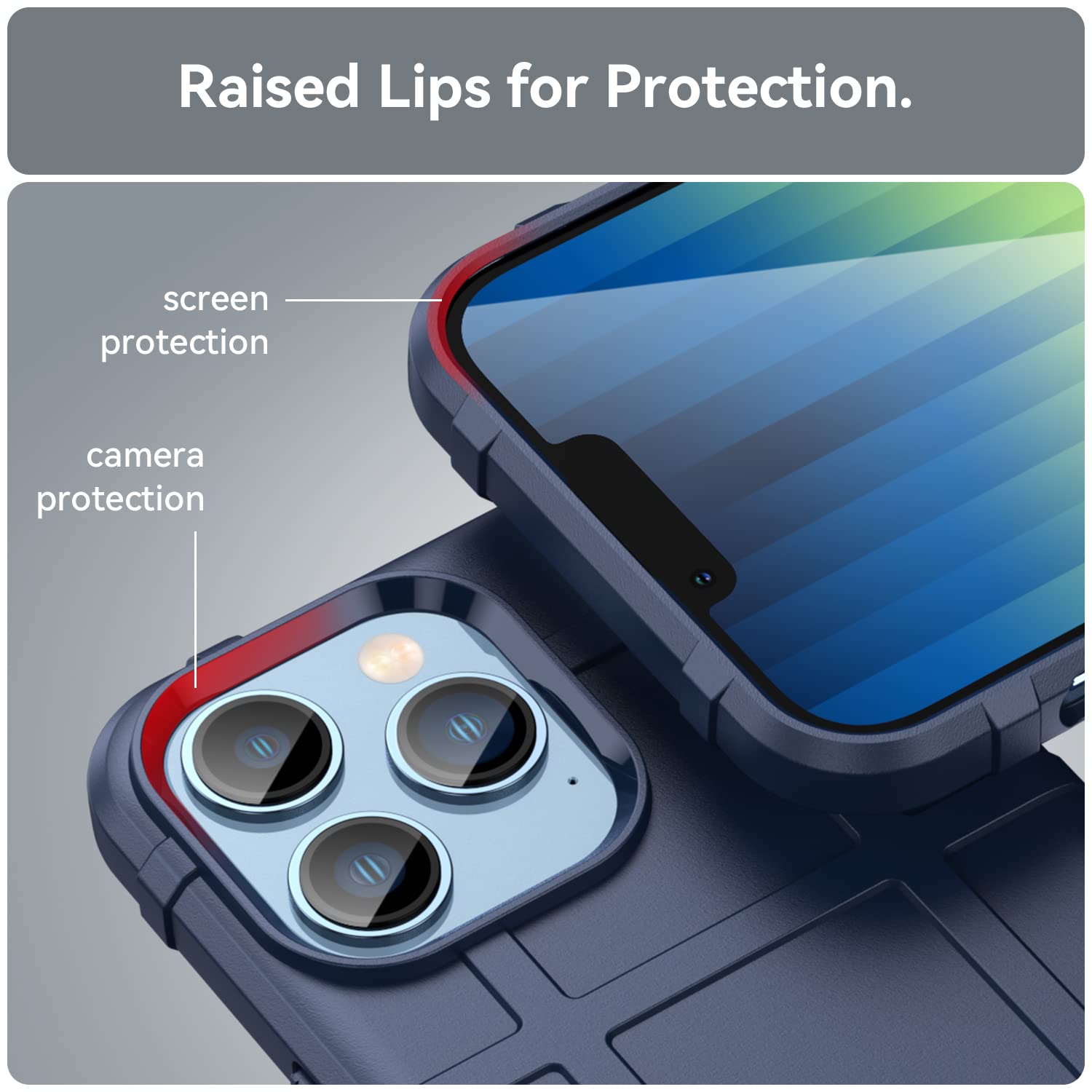 Military Grade Shockproof Slim Rugged Phone Case for iPhone 14 Pro Max (6.7 Inch) - Drop Tested Protective Cover with Camera Lens Protection - HD Blue - Perfect for Outdoor Adventures & Daily Use