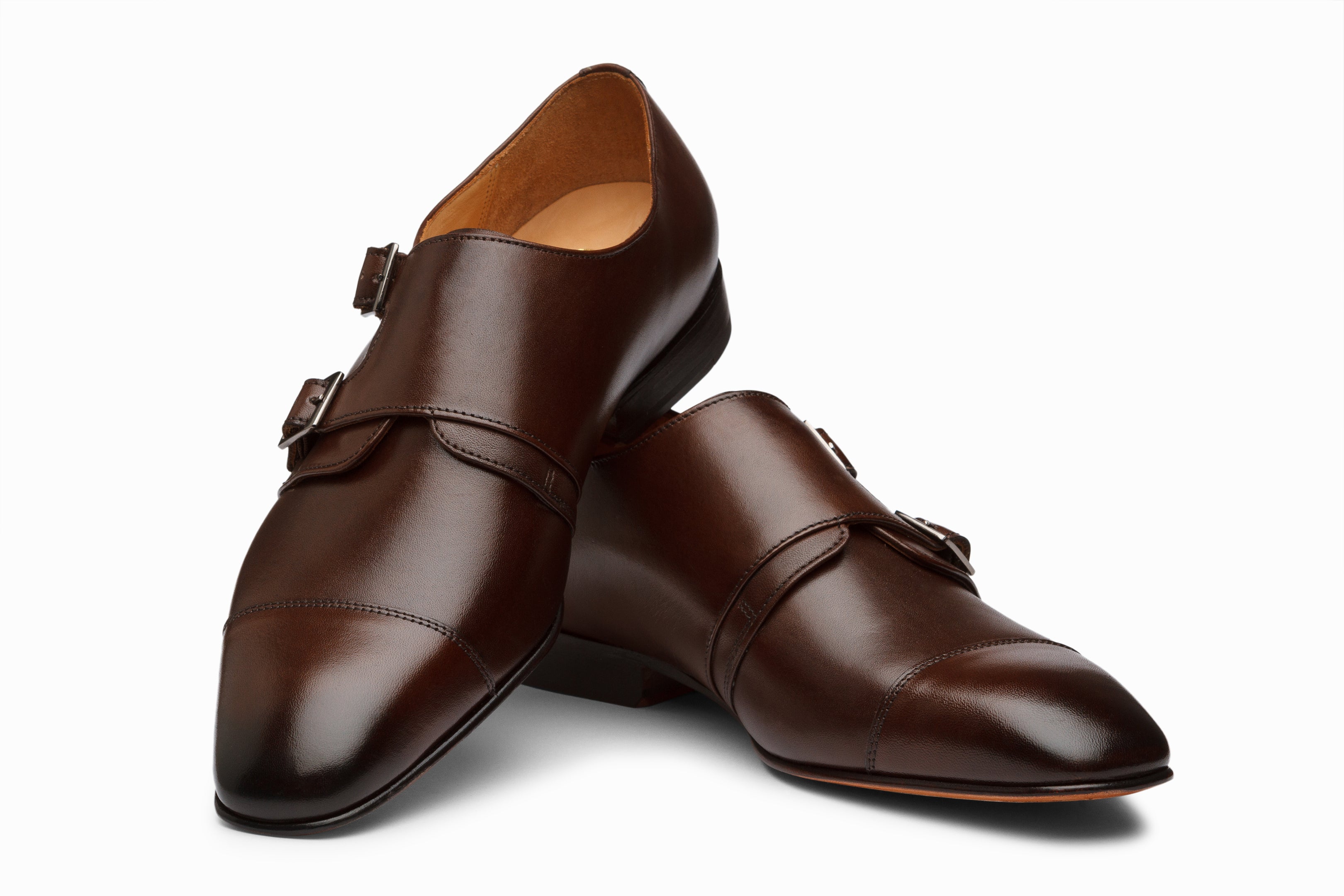 Premium Dark Brown Off-Centered Double Monk Strap Dress Shoes for Men – Elegant Formal & Business Attire