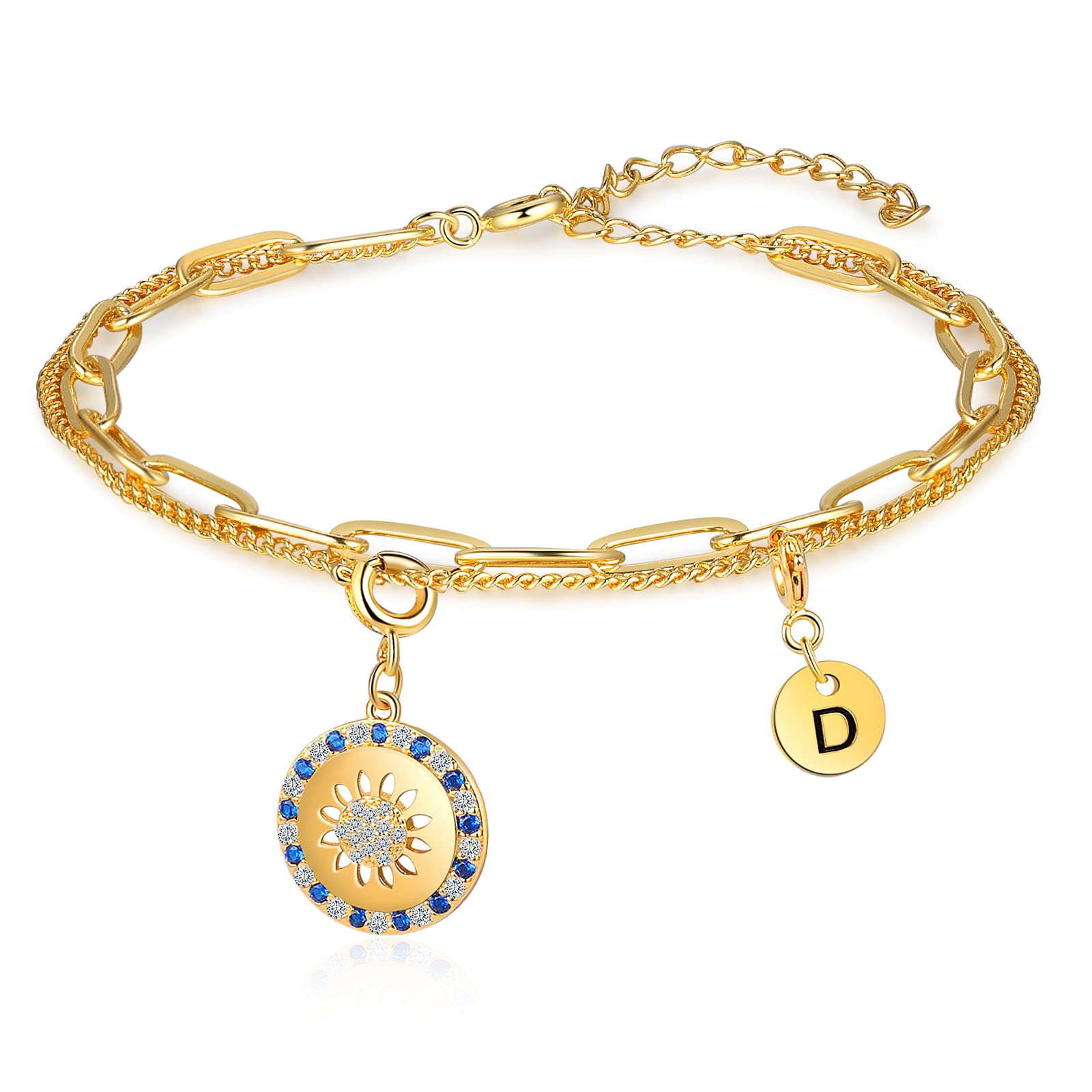 Kaululu Sunflower Charm Bracelet for Women & Teen Girls - Elegant Sunflower Jewelry Gift for Wife, Girlfriend, Mom - Perfect for Anniversaries, Weddings, Birthdays & Friendship - Stylish Floral Fashion Accessory for Everyday Wear & Special Occasions