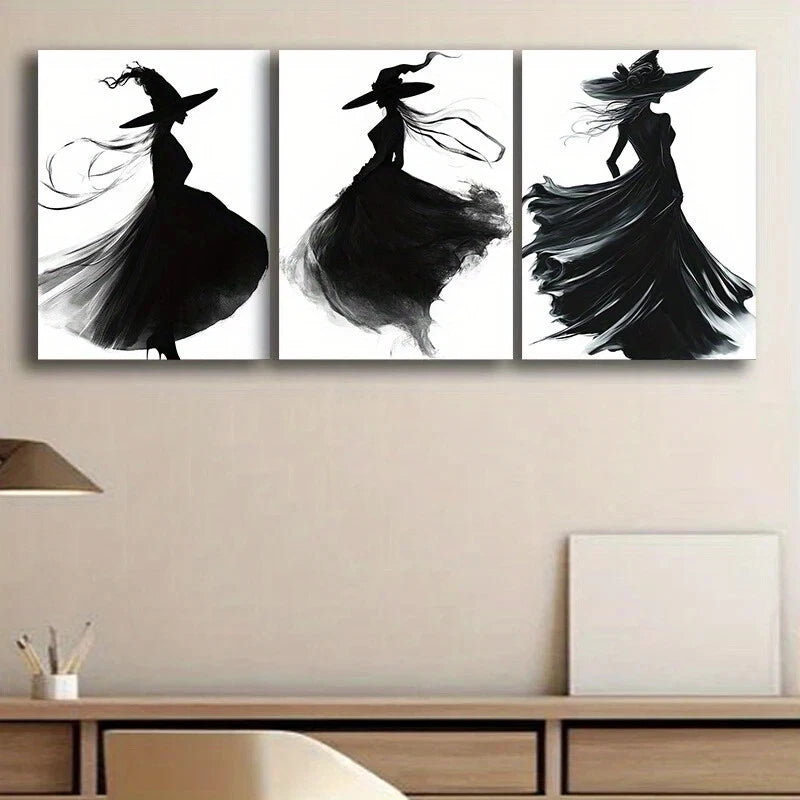 3-Piece Abstract Dancing Figures Black Metal Wall Art - Ready to Hang Modern Home Decor for Living Room, Bedroom & Office