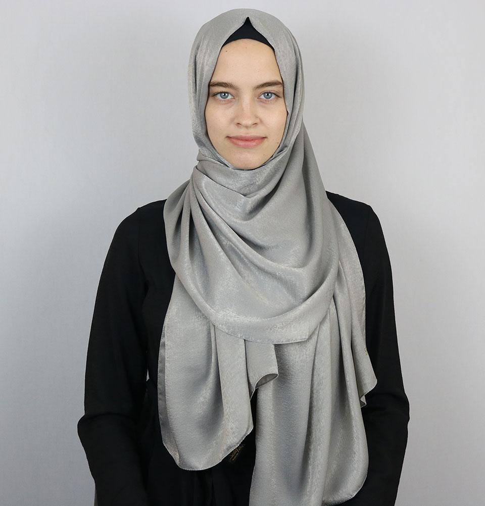 Eco-Friendly Bamboo Satin Hijab Shawl - Soft Gray Muslim Headscarf - Perfect for Daily Wear & Special Occasions