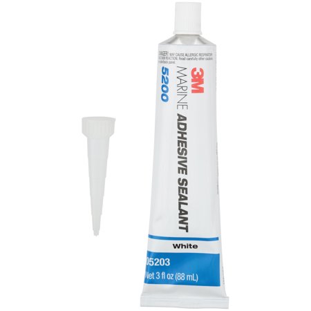 3M 5200 Marine Adhesive Sealant - 3 oz White Polyurethane Waterproof Boat Sealant for Hulls, Decks & Underwater Repairs - Perfect for Marine, RV & Outdoor Use