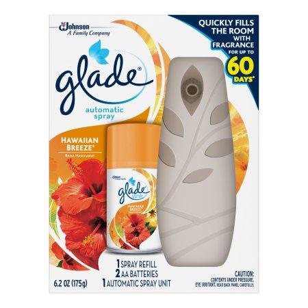 Glade Automatic Air Freshener Kit - Hawaiian Breeze Scent | Long-Lasting Home & Car Odor Eliminator | Perfect for Living Rooms, Bathrooms & Offices