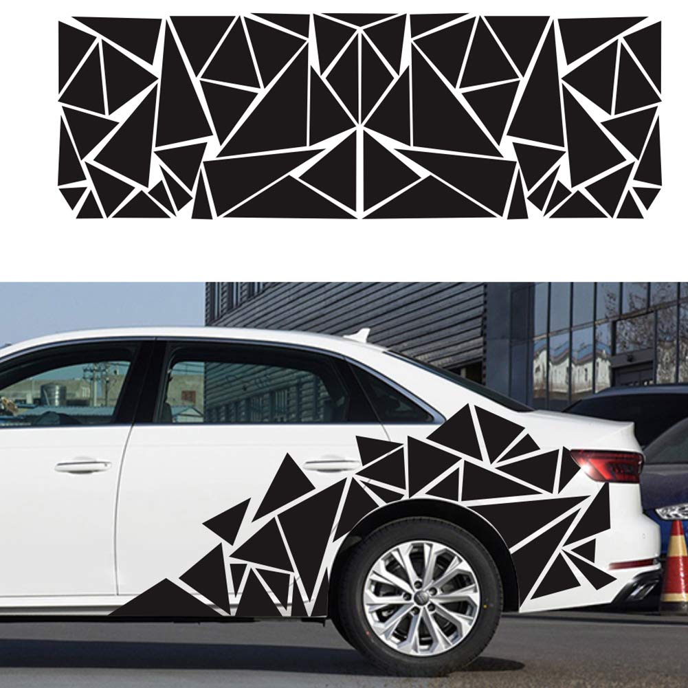 Unique Triangle Car Side Stickers - 2MX60CM Vinyl Racing Decals for Sports Cars - Fast Delivery