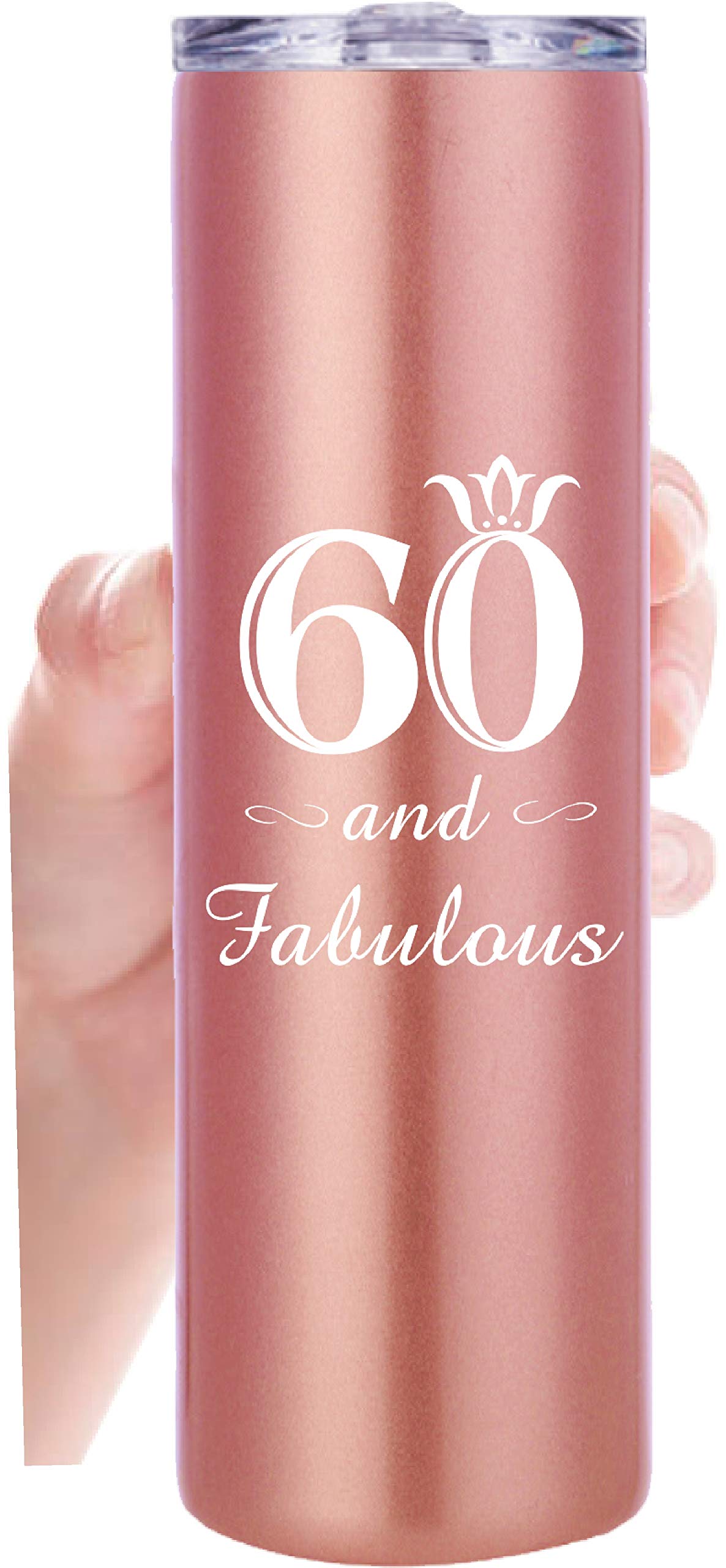 MEANT2TOBE 60th Birthday Gifts for Women - Insulated Tumbler Cup with Lid & Straw, Personalized 60th Birthday Present for Mom, Grandma, Wife - Perfect for Birthday Parties, Office Celebrations & Retirement Gifts