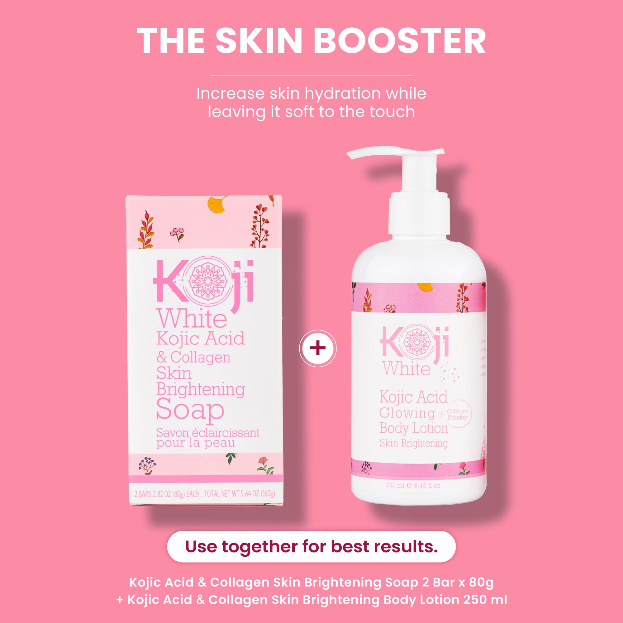 Koji White Kojic Acid & Collagen Skin Brightening Soap - Face & Body Cleanser for Glowing Skin, Moisturizing Bar to Reduce Wrinkles, Vegan & Paraben-Free, 2.82oz (2 Bars) - Perfect for Daily Skincare Routine & Hyperpigmentation Treatment