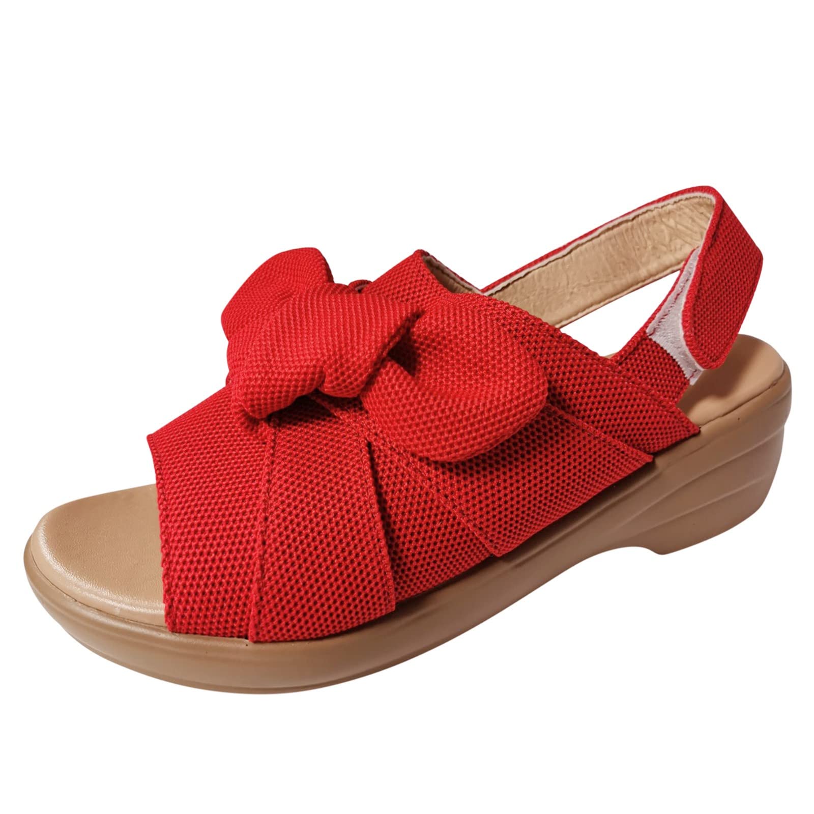 Women's Fashion Wedge Sandals - Open Toe Knot Design Roman Beach Shoes for Summer Vacation & Casual Outings