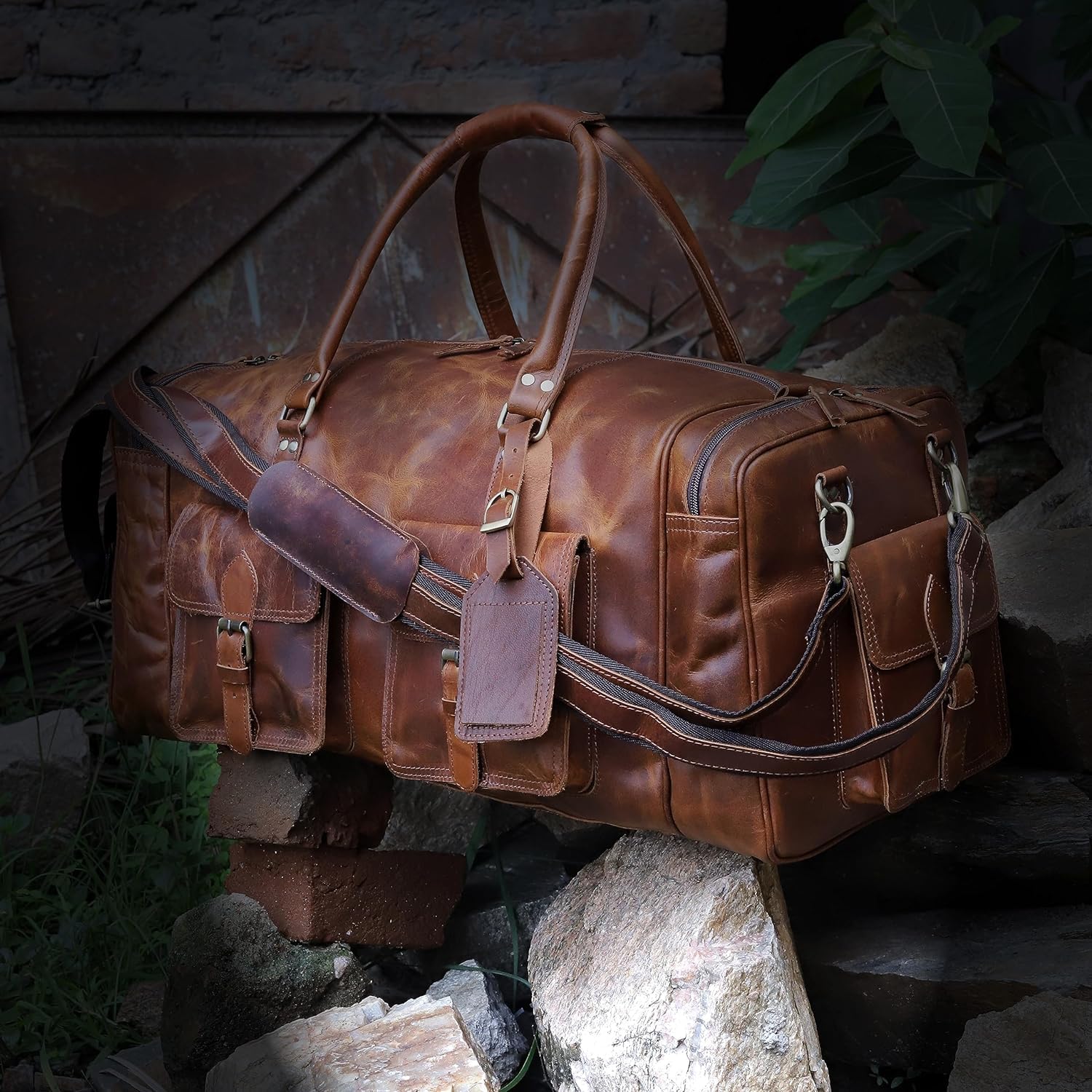 Premium Large Duffel Bags for Men - Genuine Leather Travel Holdall, Spacious Gym & Sports Weekender Bag - Perfect for Overnight Trips, Workouts & Weekend Getaways